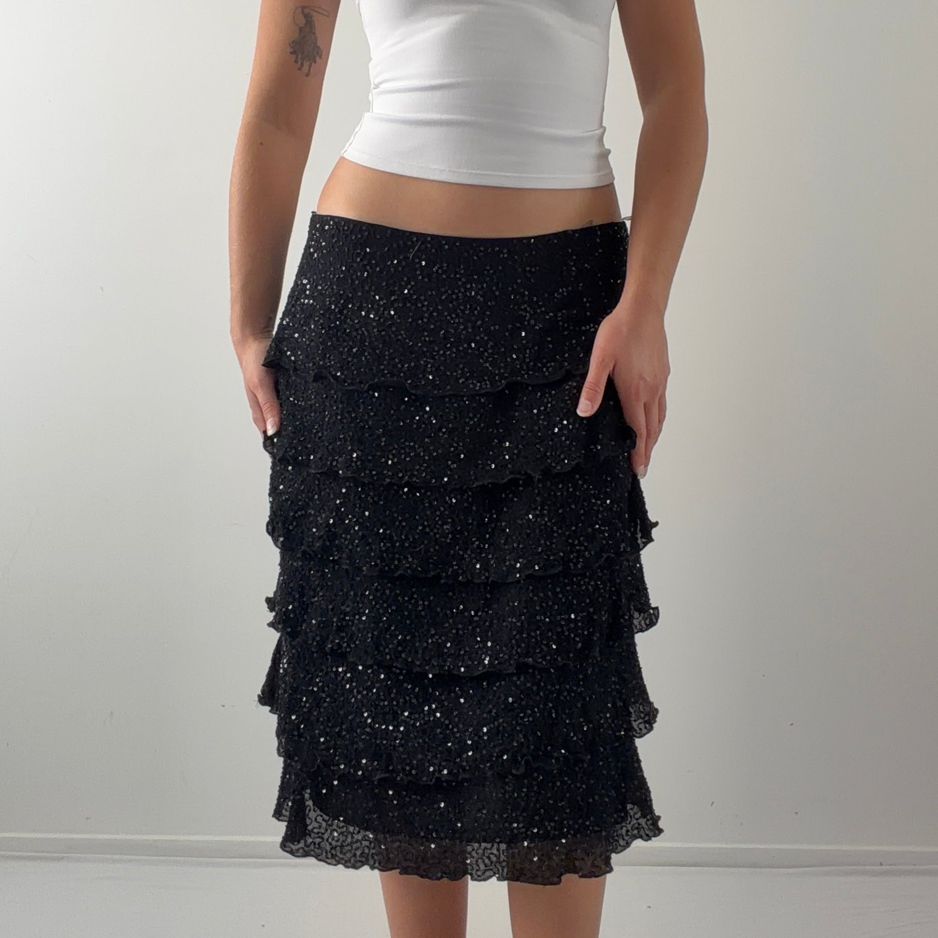 JFW Sequinned Tiered Midi Skirt | 8-12