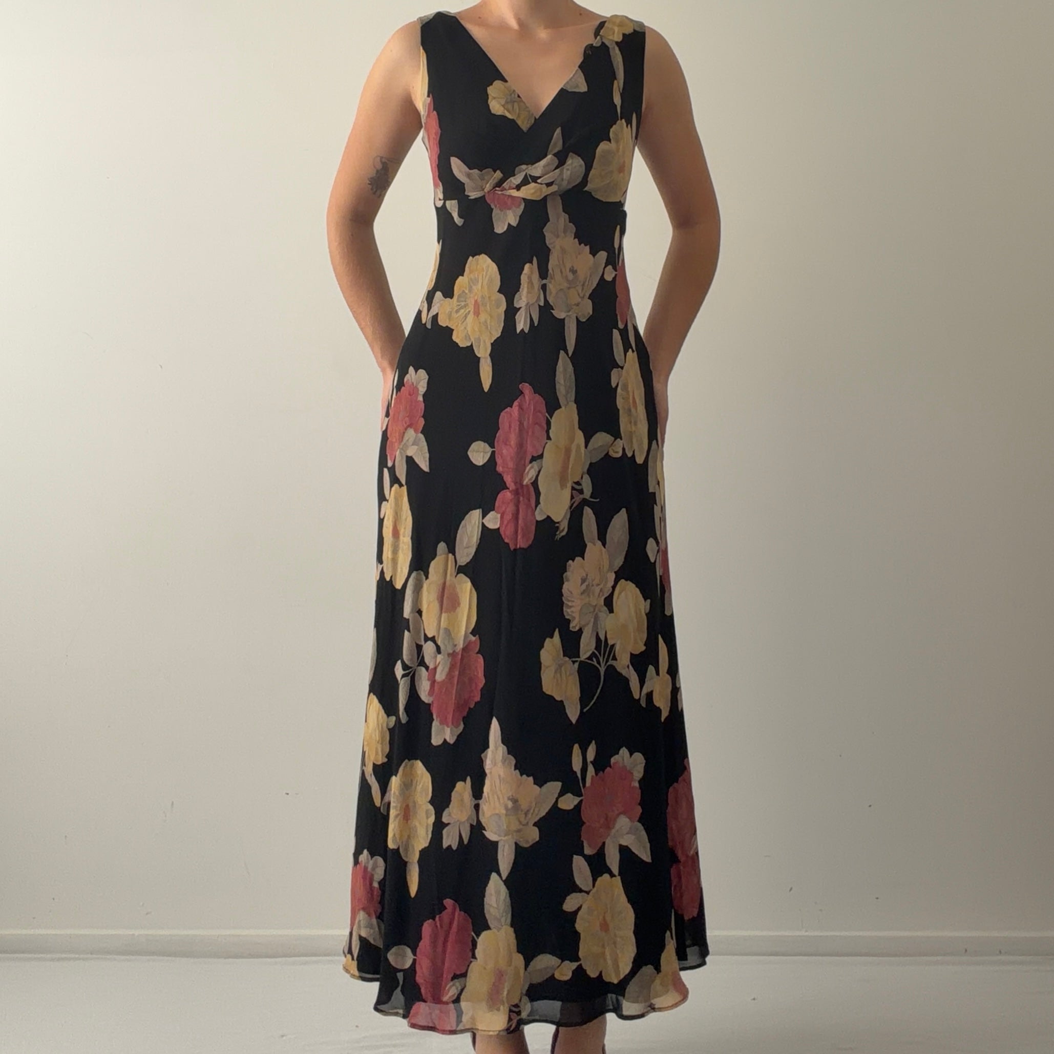 Donna Ricco Floral Midi Dress | Made in USA | 10-12