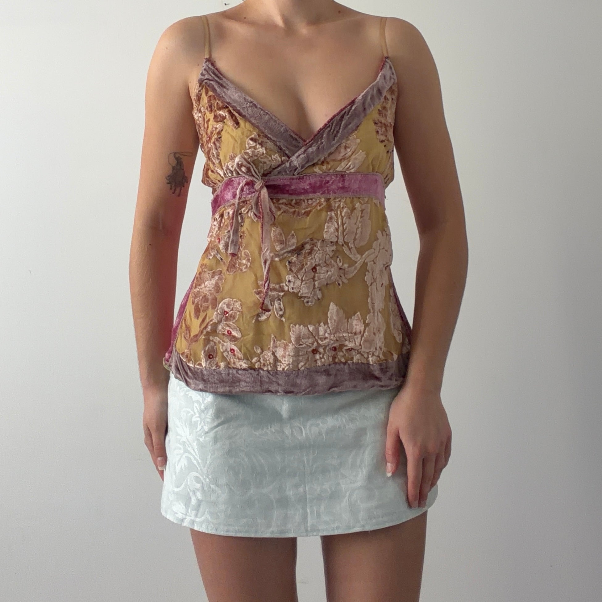 Cortefiel Velvet Burnout Cami | 10-12
