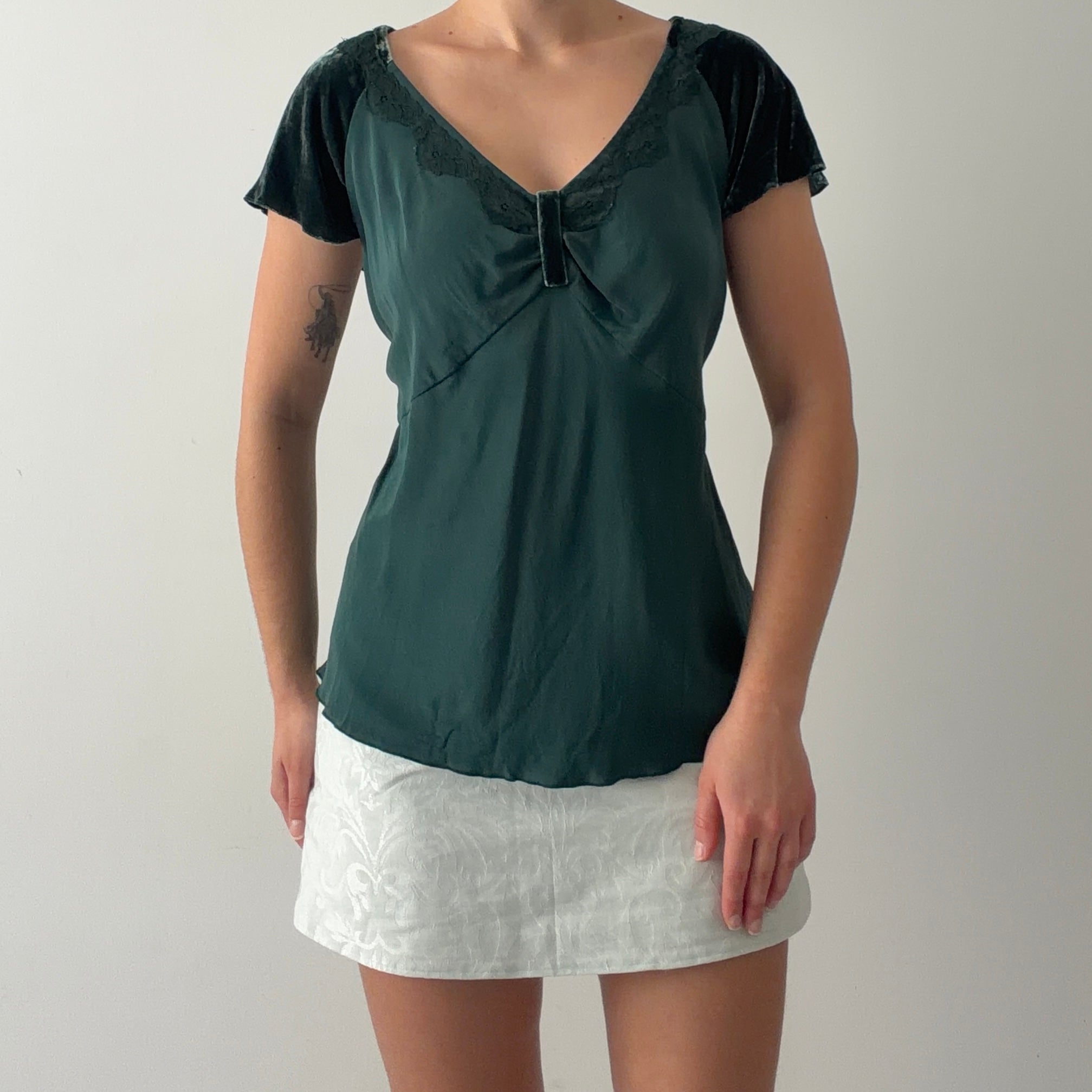 Nine West Silk Top | Forrest Green | XL