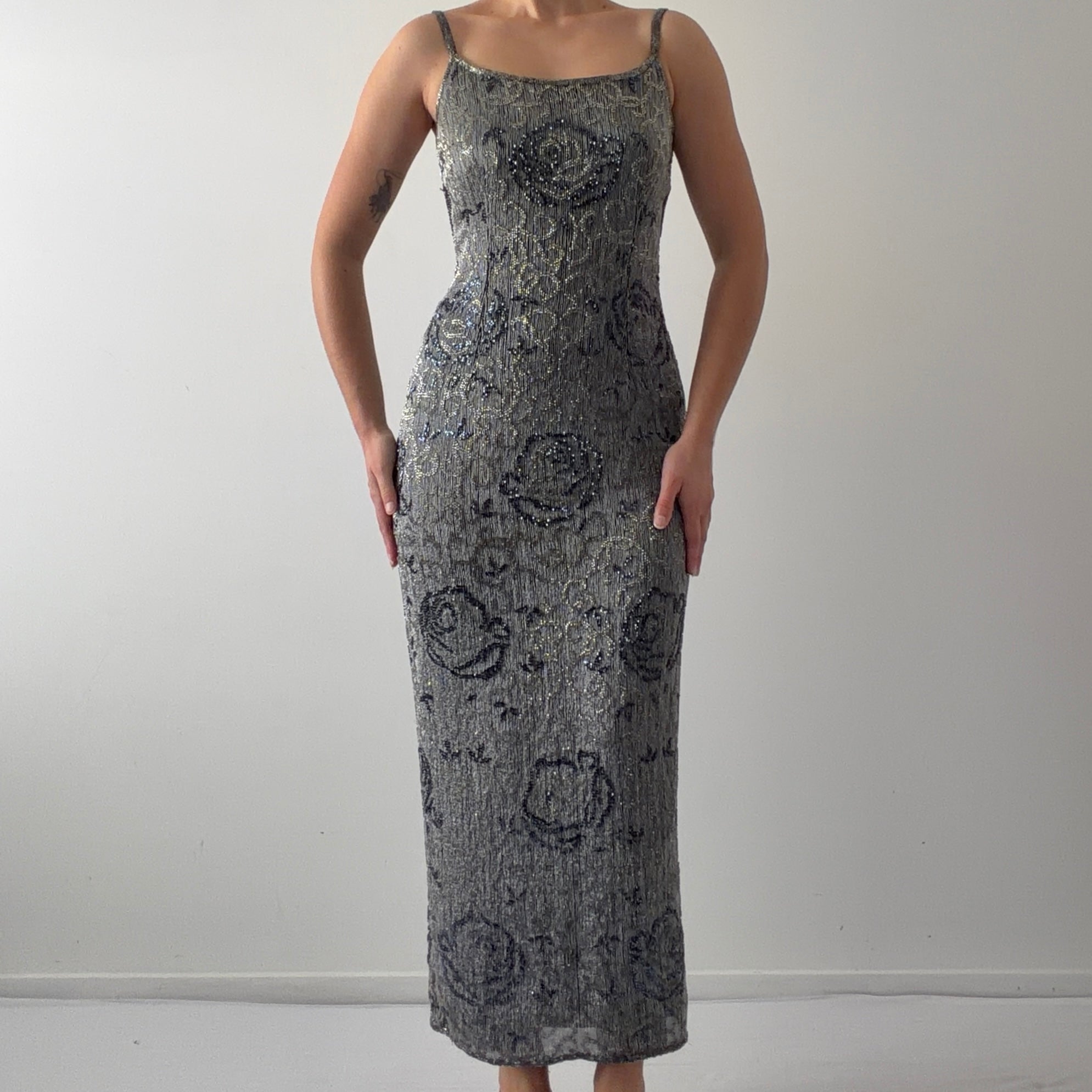 Monsoon Silk Beaded Dress | M