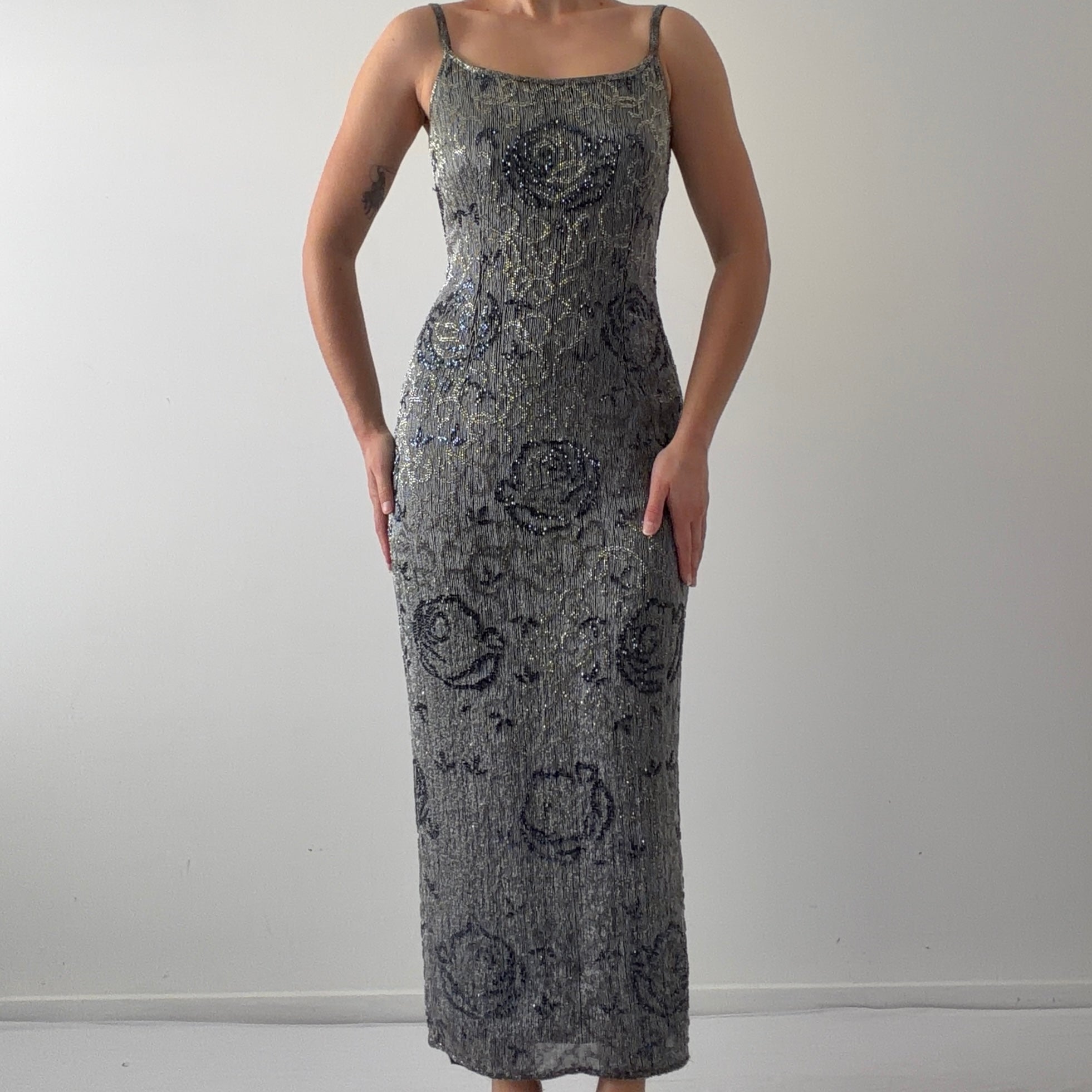 Monsoon Silk Beaded Dress | M