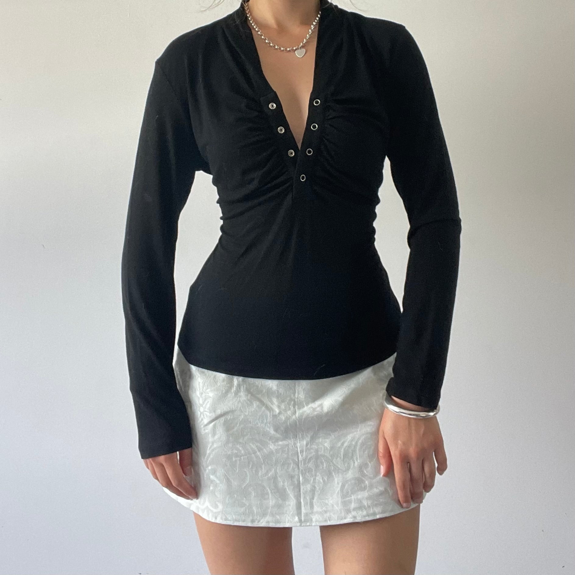 DKNY Ruched Long Sleeve Top | 14-16