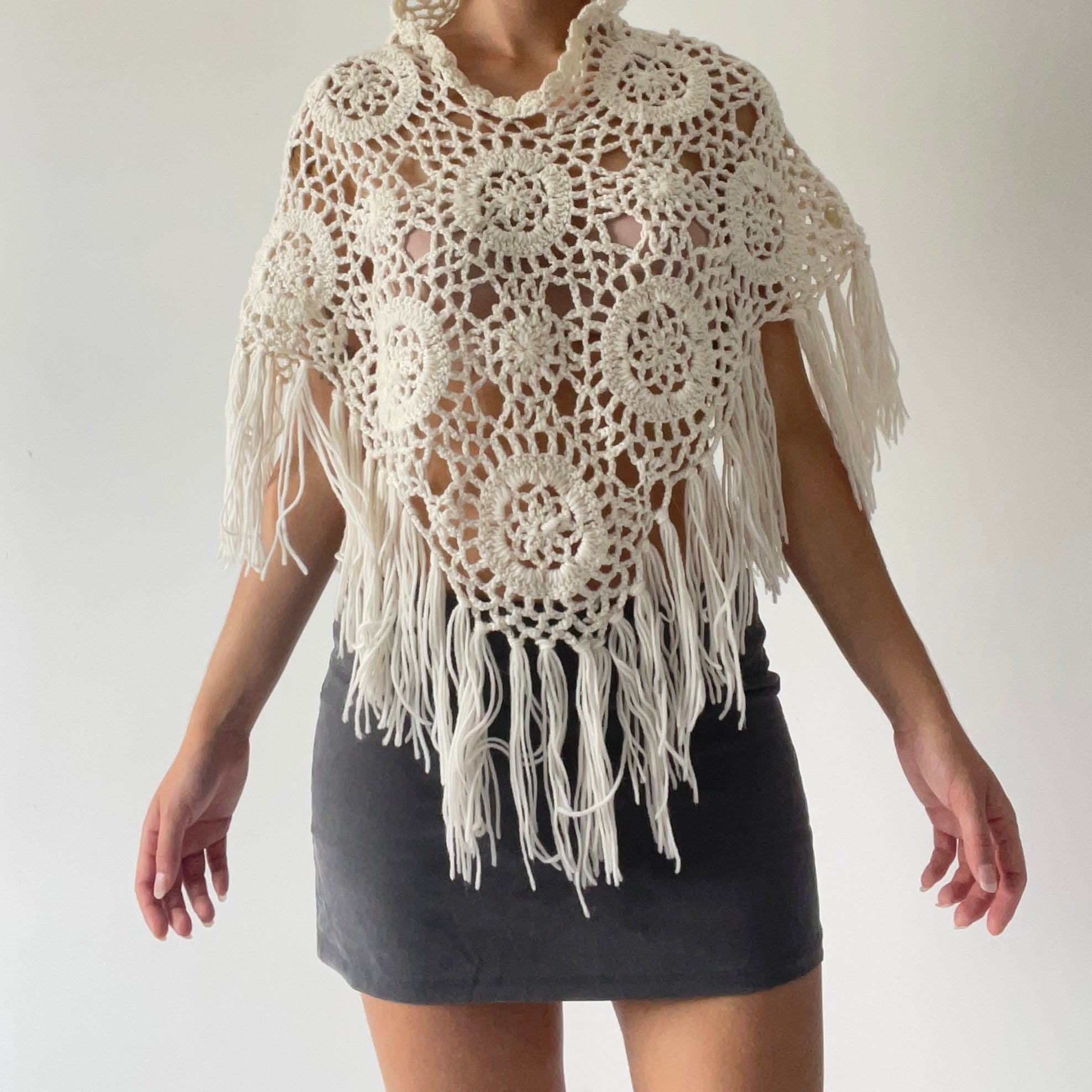 Crochet Hooded Poncho | S