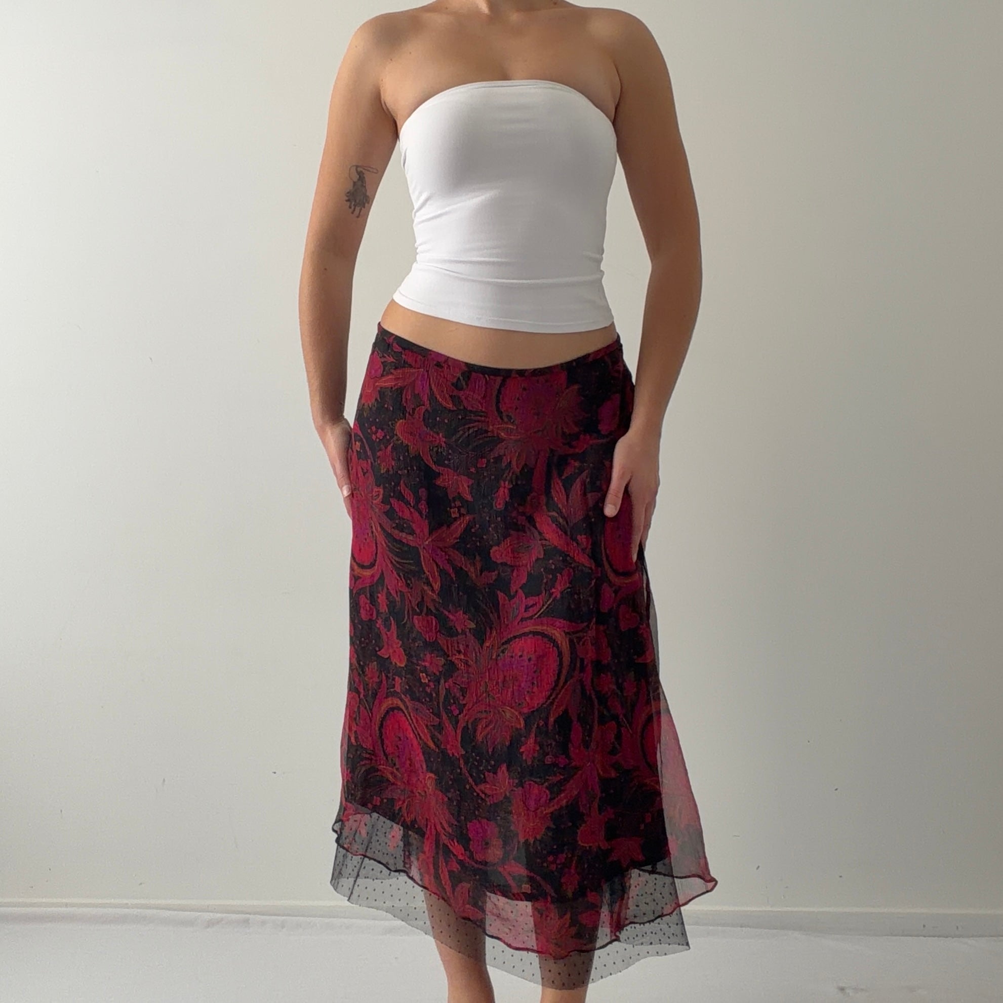 Dana Buchman Silk Midi Skirt | 12-14