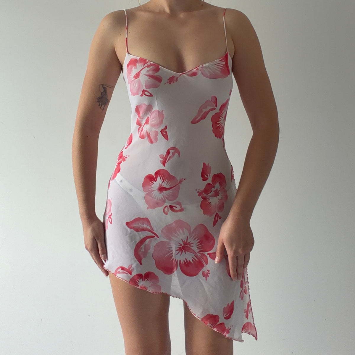 Floral Asymmetric Slip Dress | M