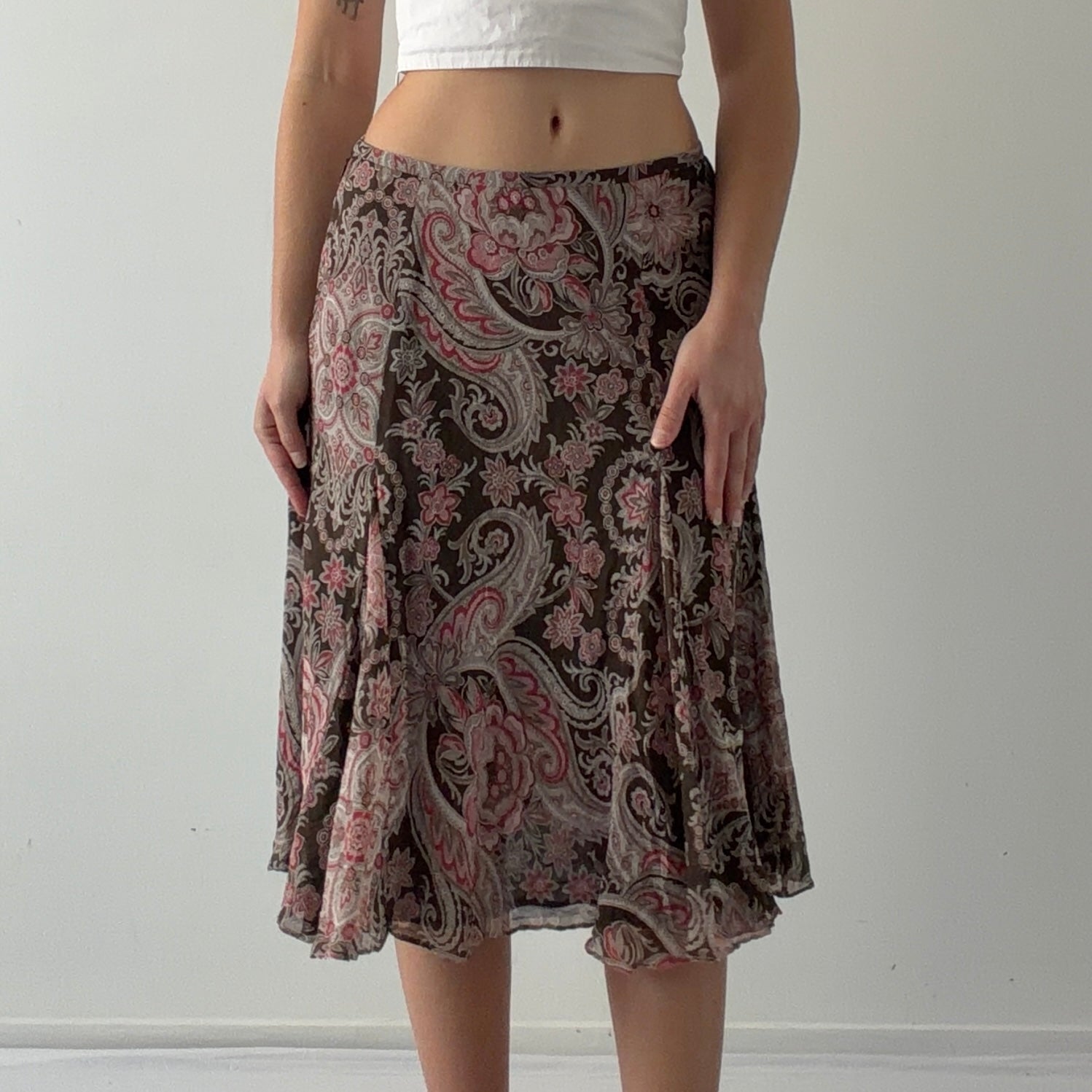 Ann Taylor Silk Paisley Midi Skirt | 6-8