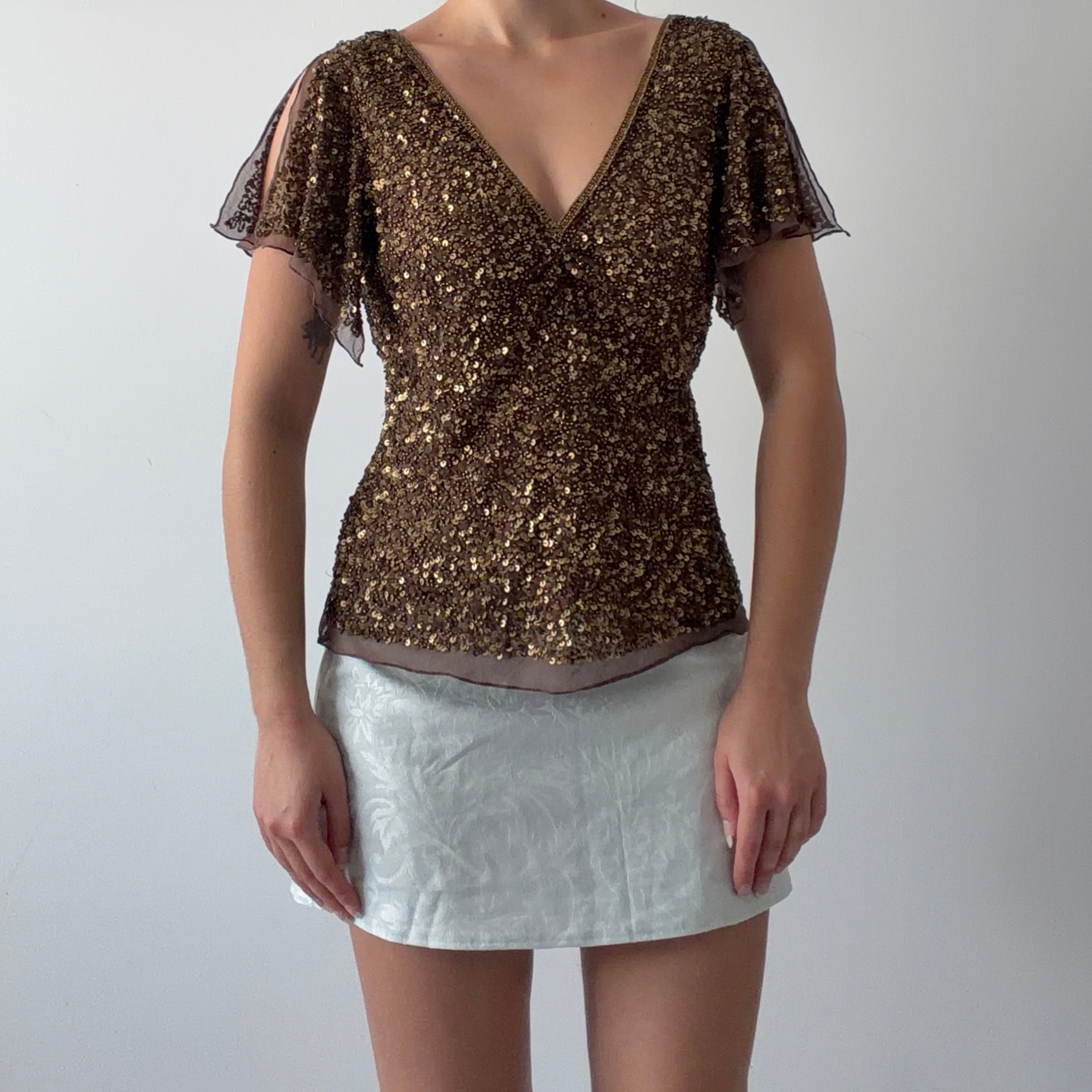 Adrianna Papell Silk Beaded Top | 8-10