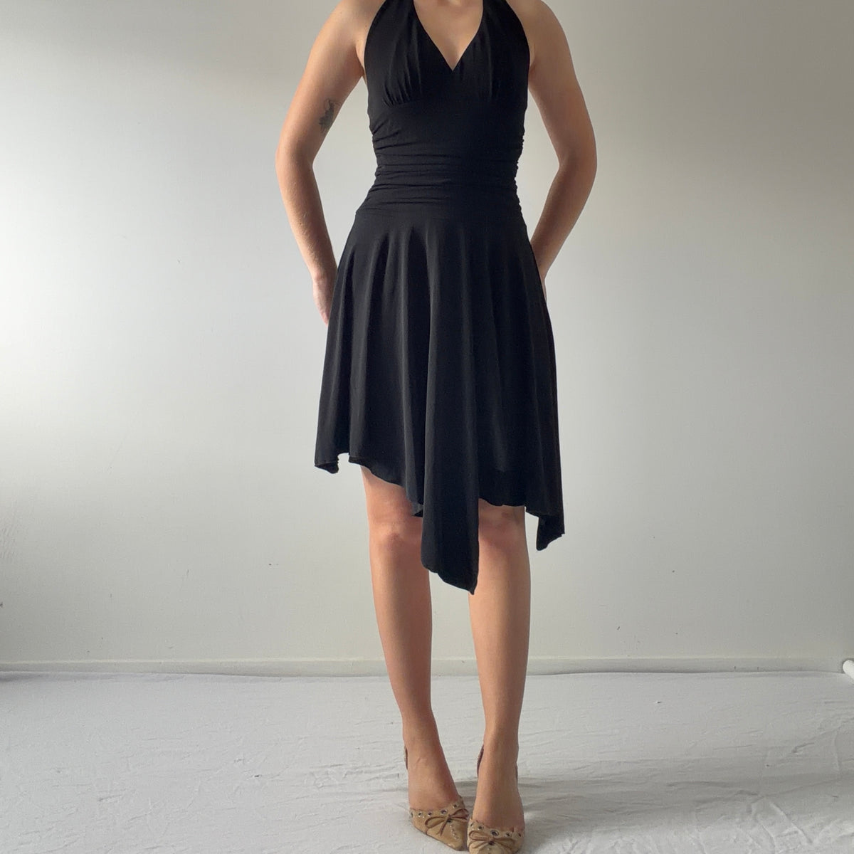 Speechless Asymmetric Halter Midi Dress | M