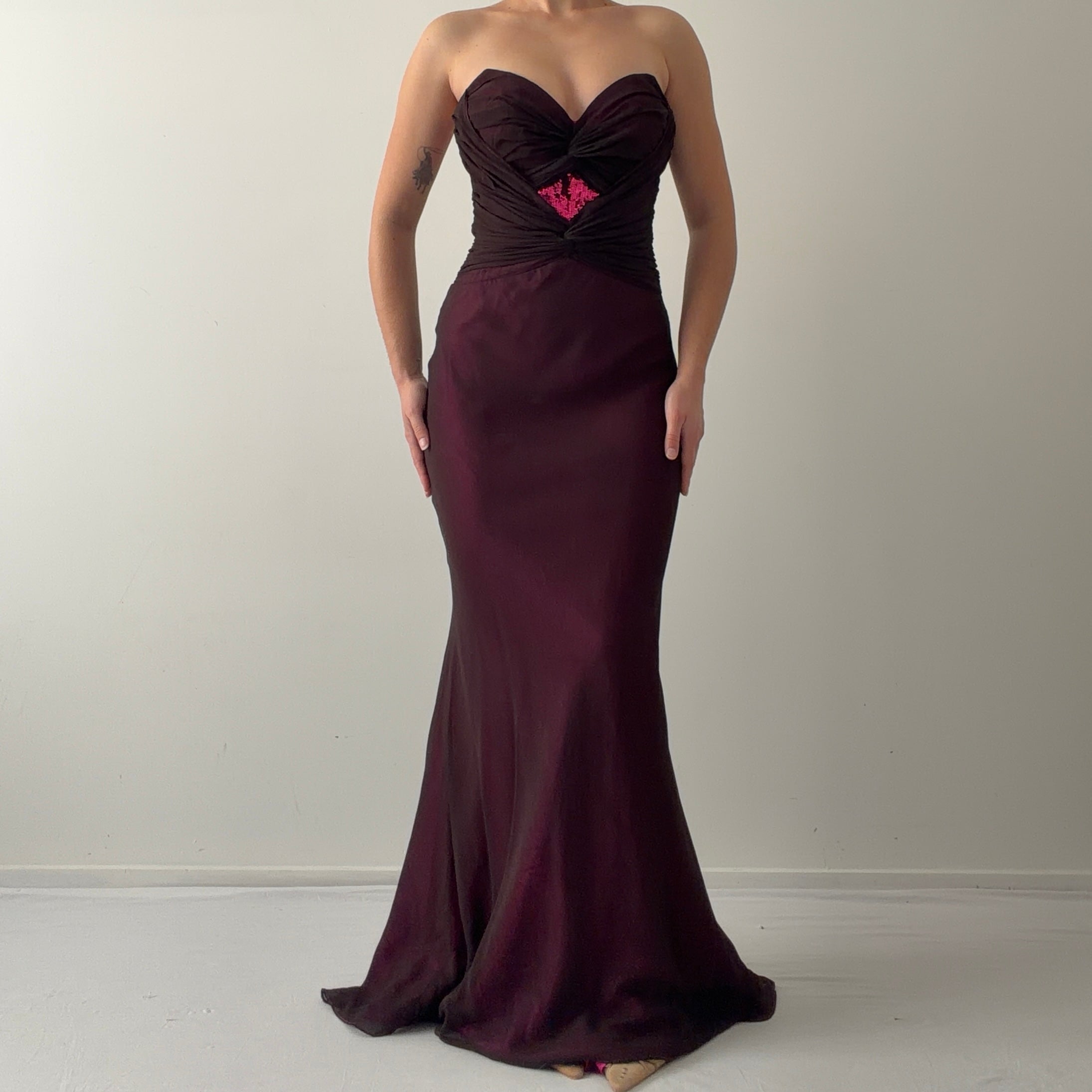 Silk Strapless Evening Dress | S