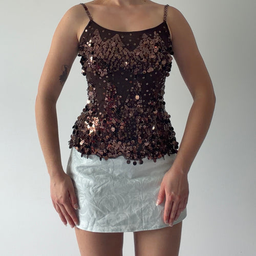 Gadzooks Sequin Mesh Top | S