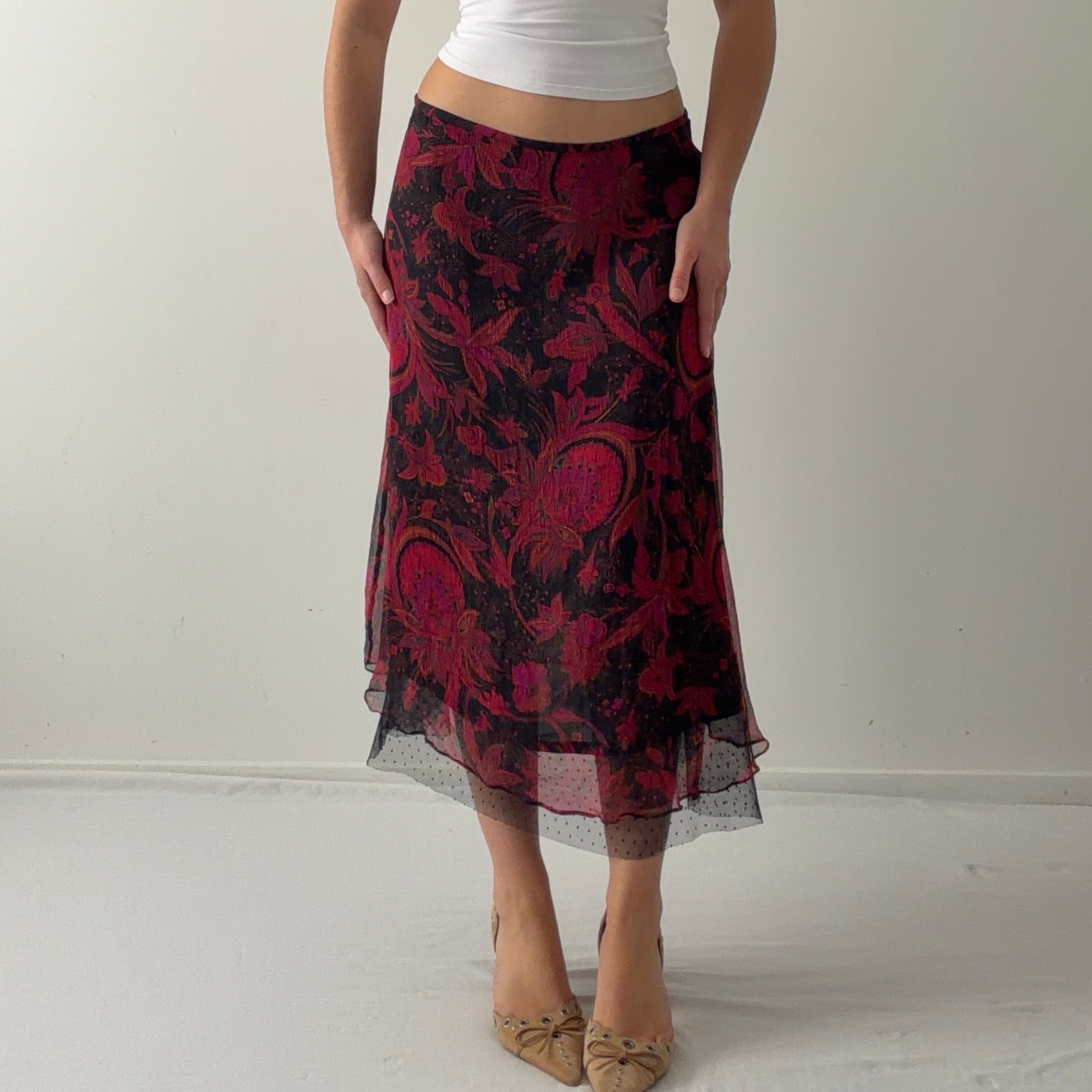 Dana Buchman Silk Midi Skirt | 12-14