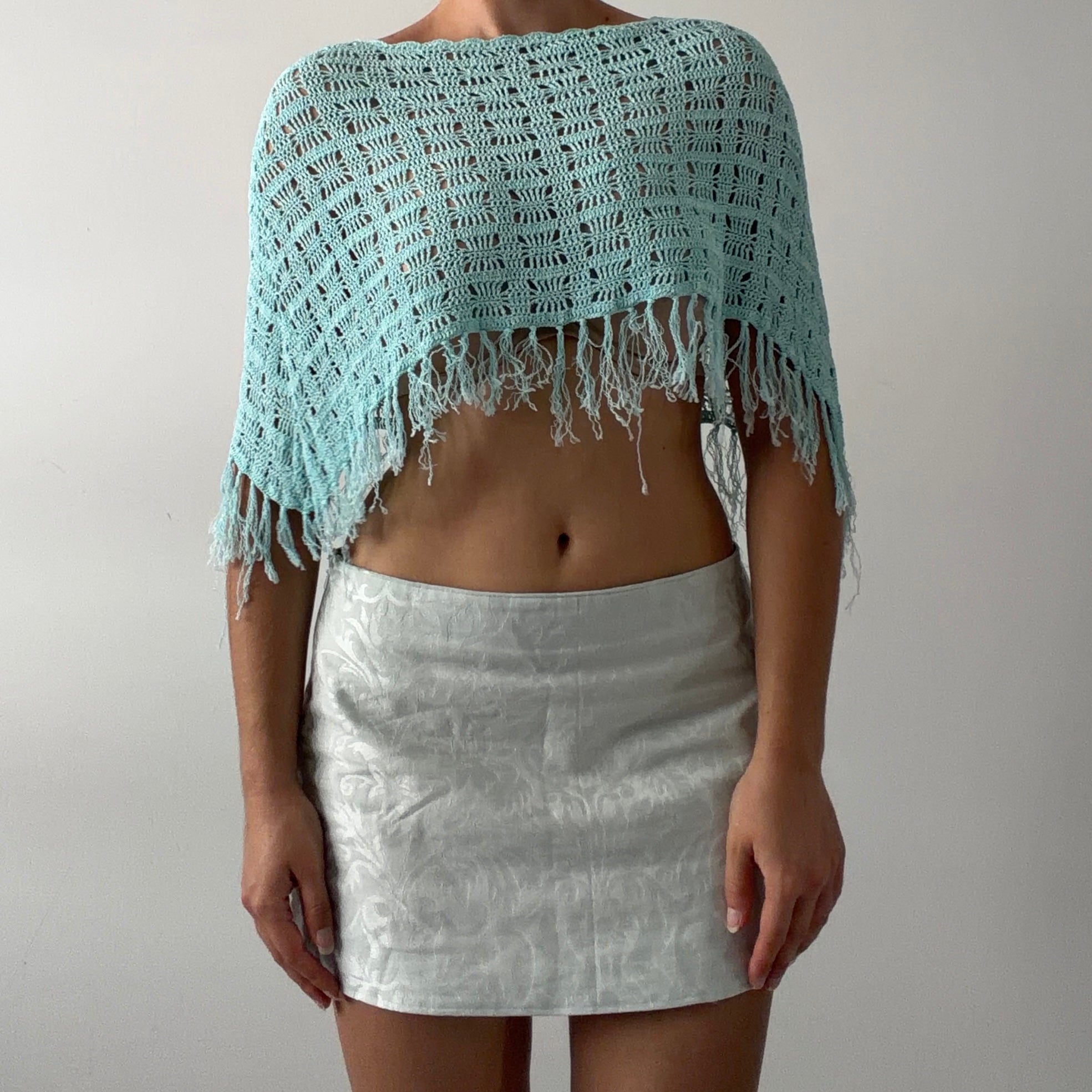 New York & Company Crochet Poncho Top | OS