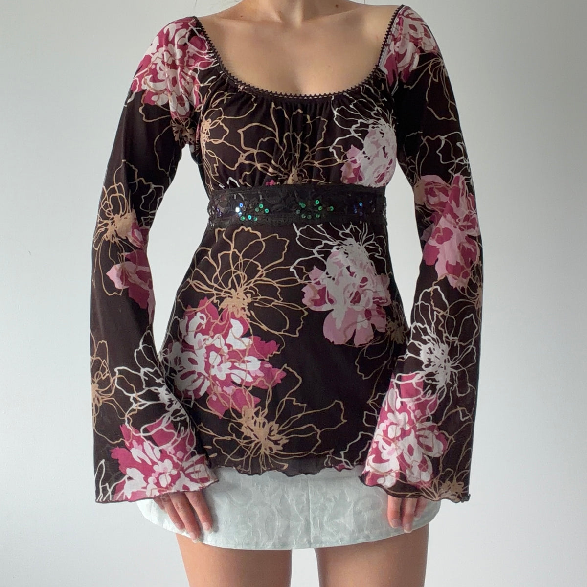 Self Esteem Floral Bell Sleeve Top | S-M