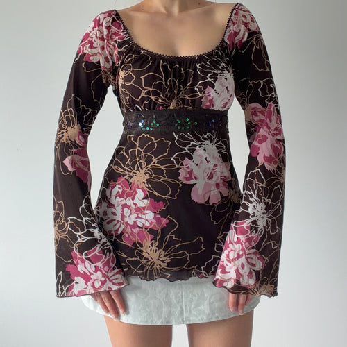 Self Esteem Floral Bell Sleeve Top | S-M