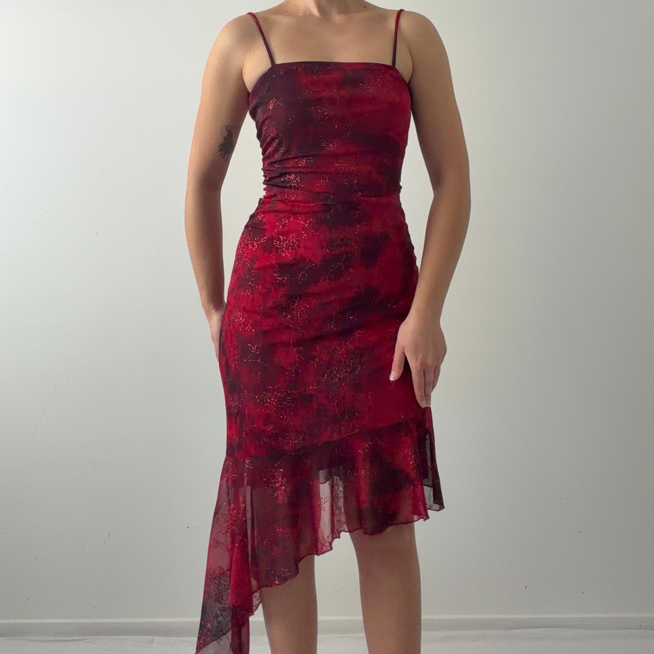 Taboo Ruffle Midi Dress | Made in USA | M