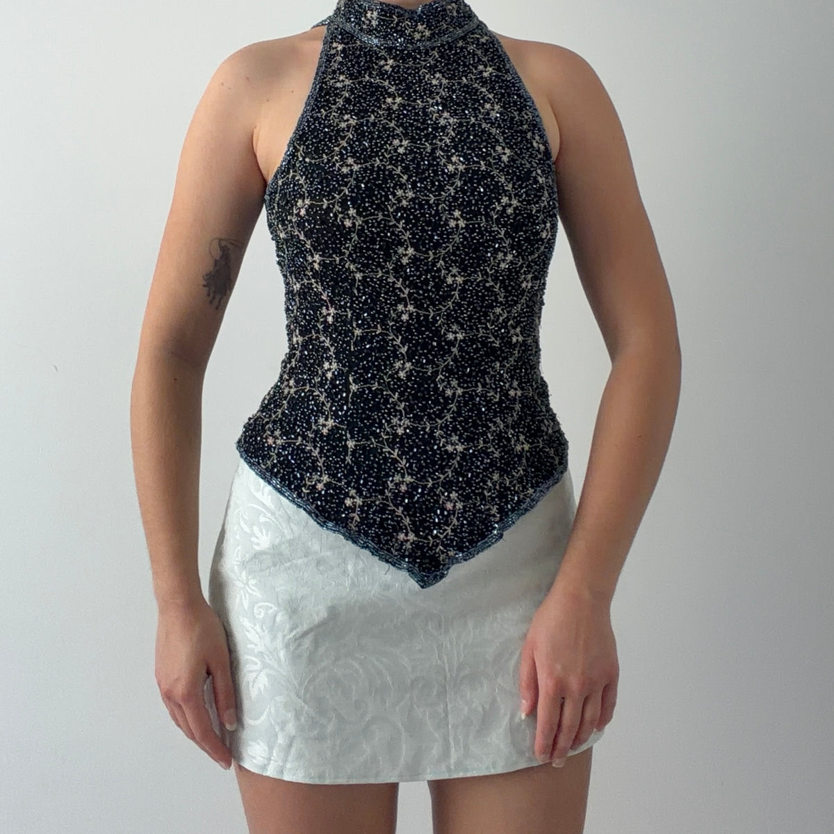 Papéll Boutique Silk Beaded Top | S