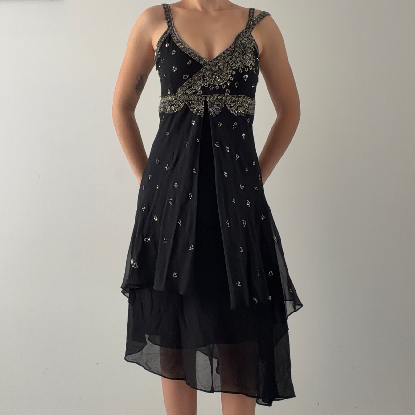 Karen Millen Silk Beaded Dress | 10-12