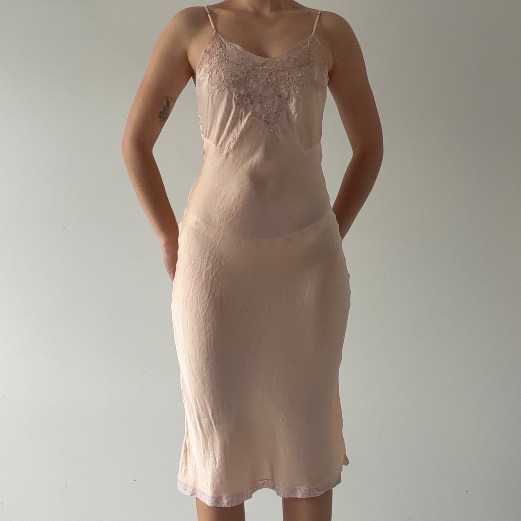 30s Barbara Lee Silk Midi Slip Dress | XS