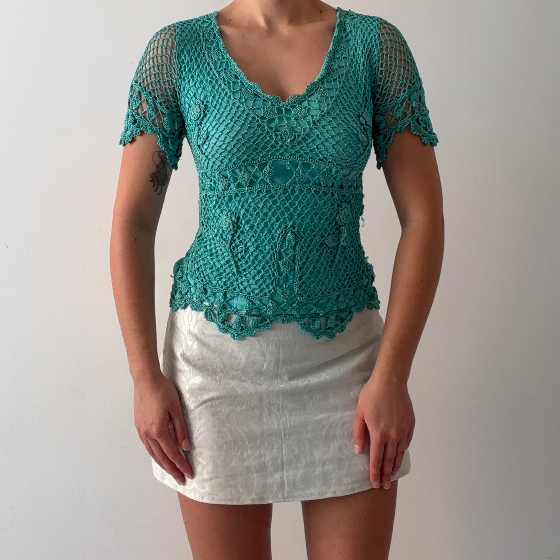 Papillon Crochet Top | Aqua | 10-12