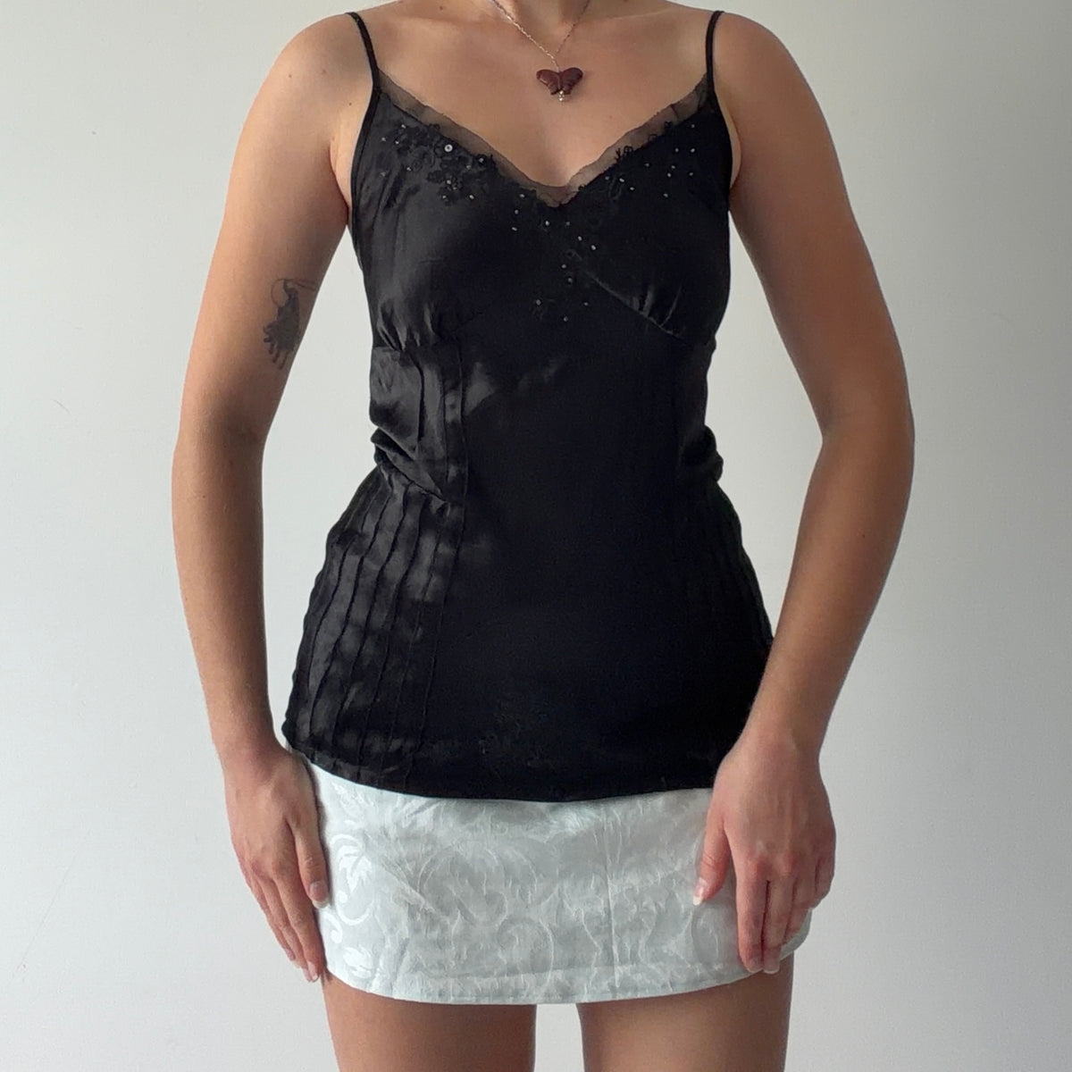 Satin Embroidered Cami Top | S
