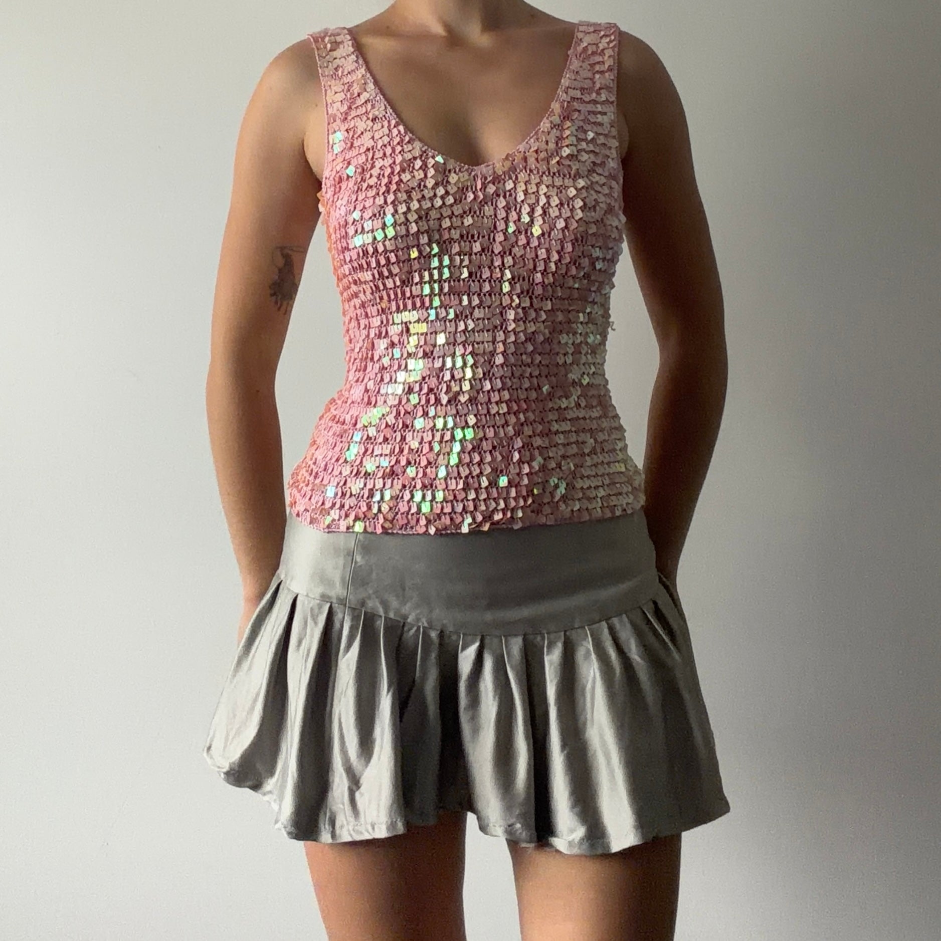 New Look Crochet Sequin Top | S
