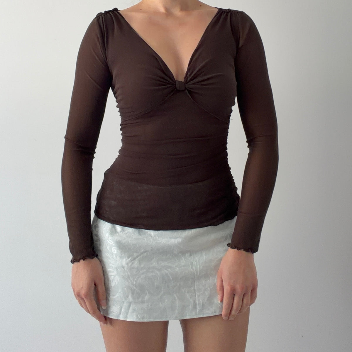 Max Studio Mesh Long Sleeve Top | S-M