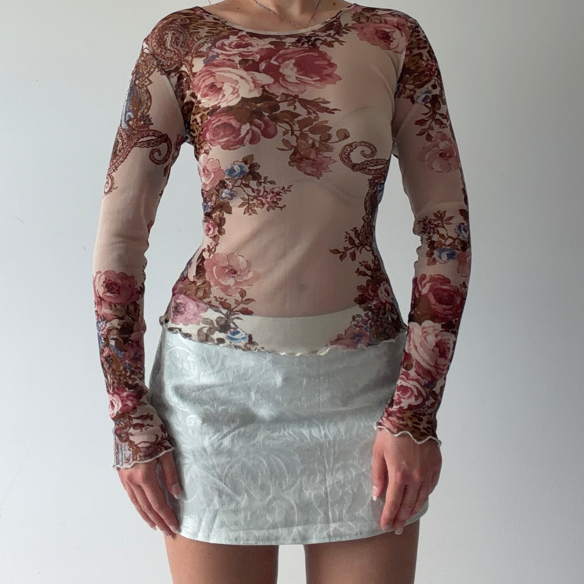 Paisley Floral Mesh Top | M