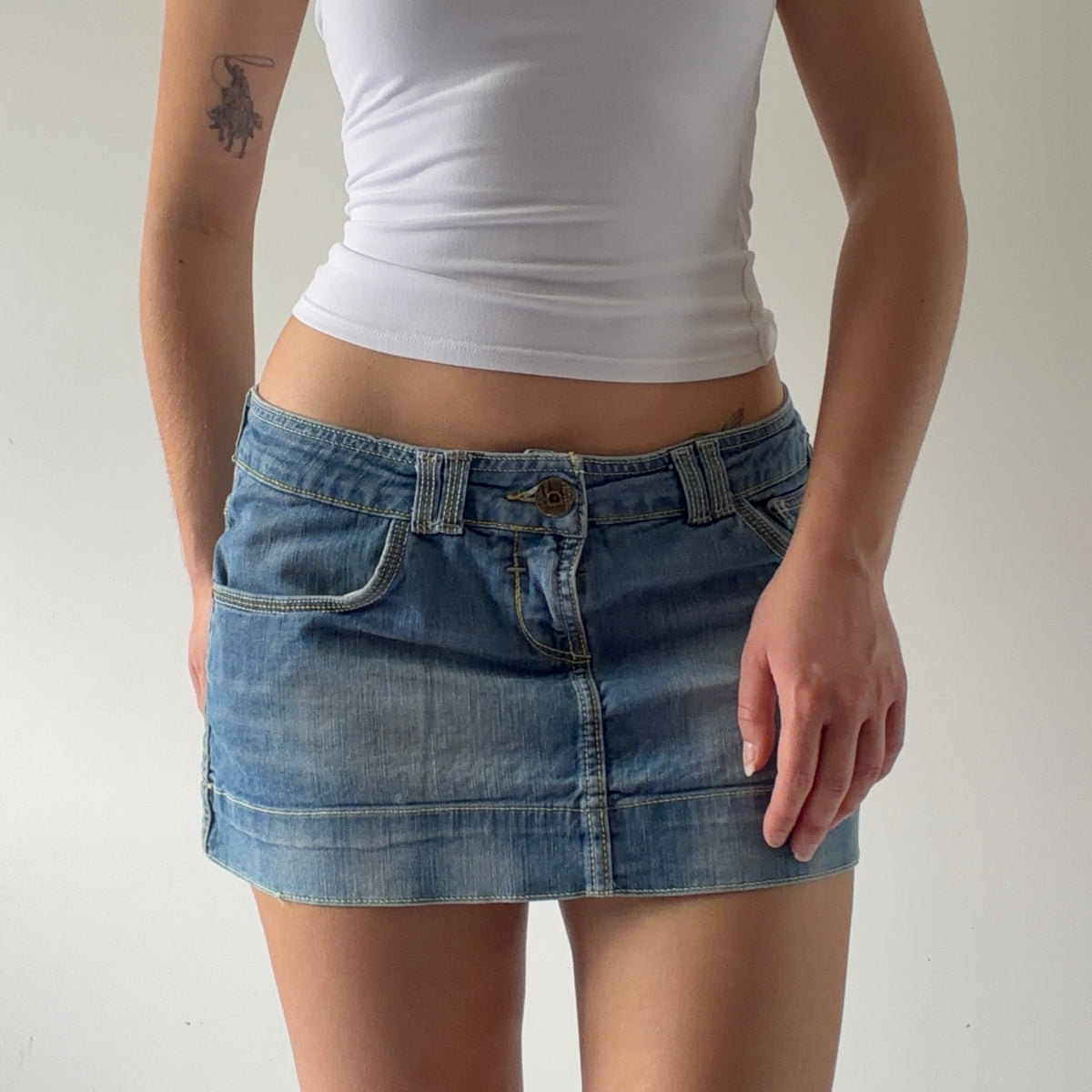 Bershka Micro Mini Denim Skirt | S