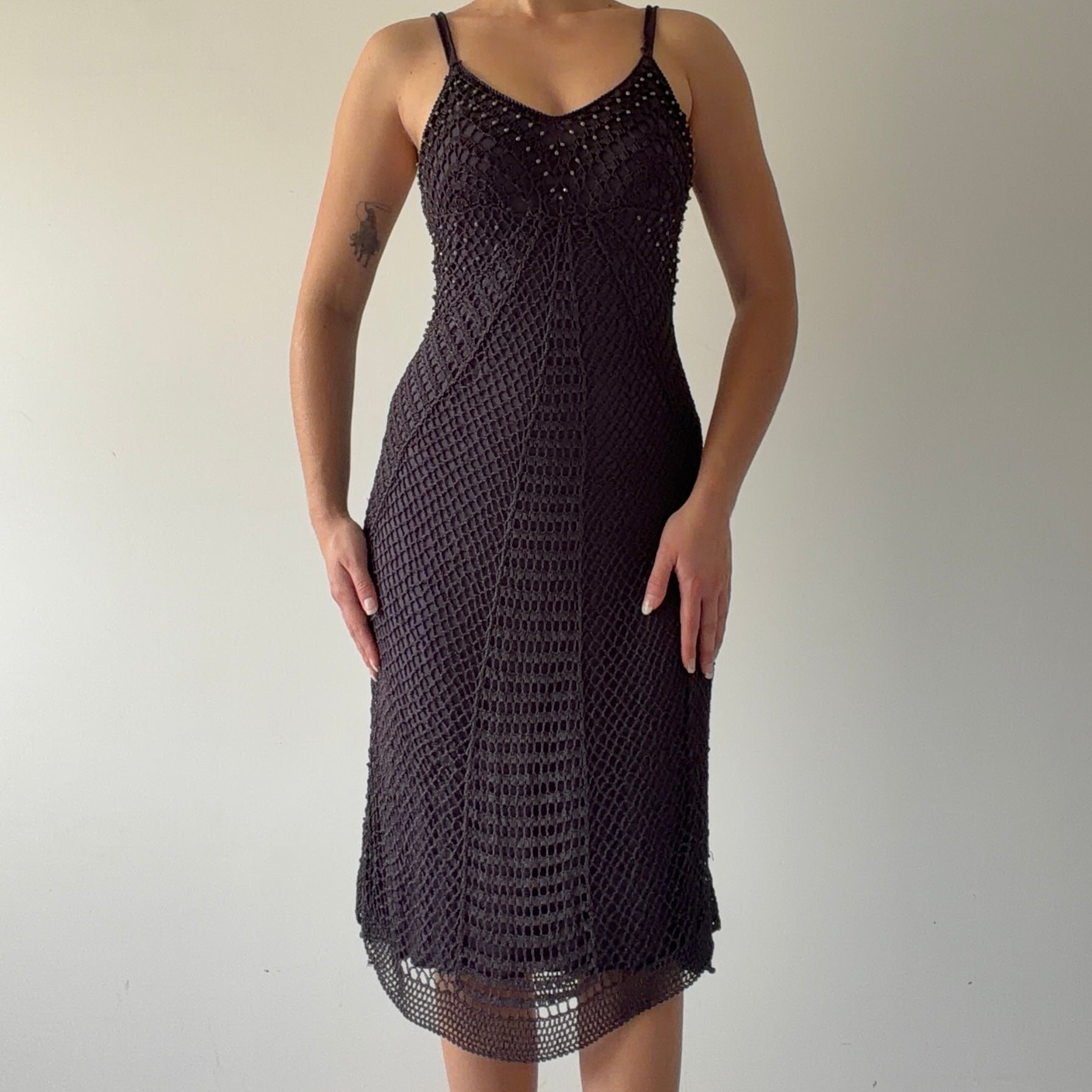 Pagani Beaded Crochet Midi Dress | M
