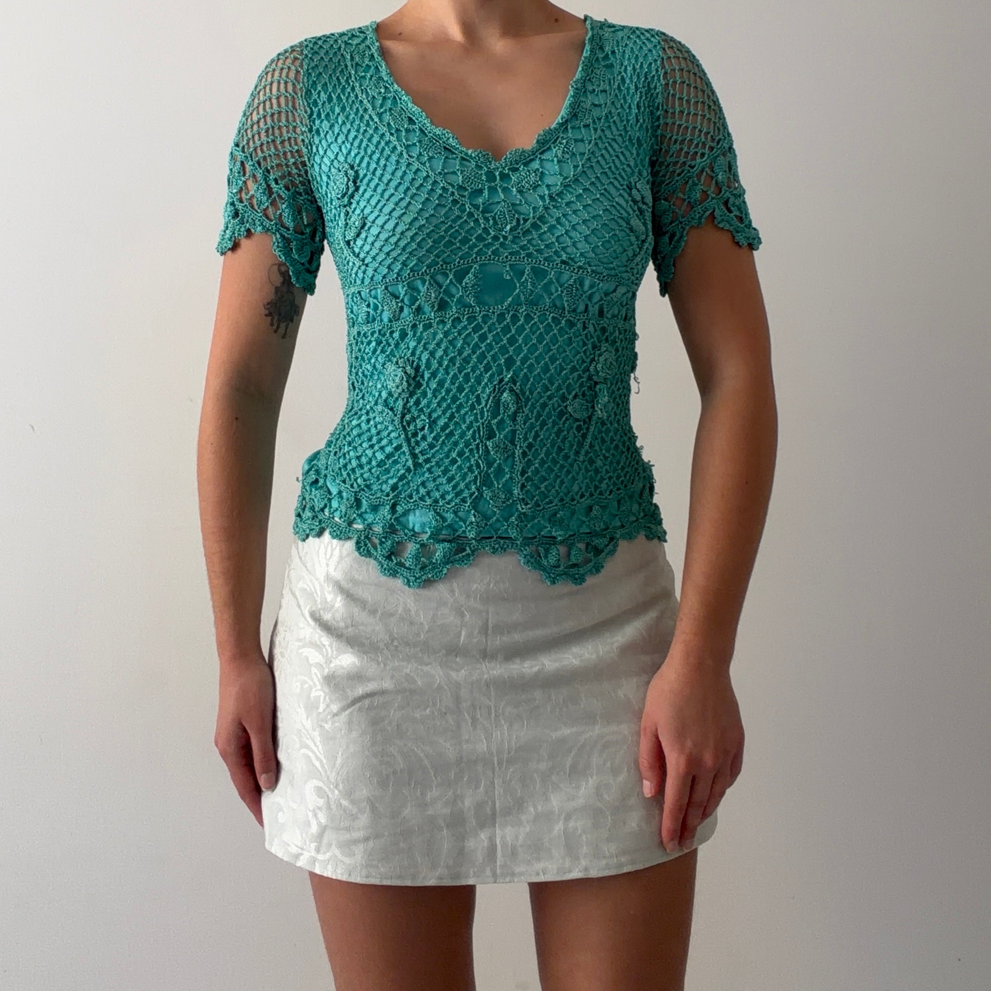 Papillon Crochet Top | Aqua | 10-12