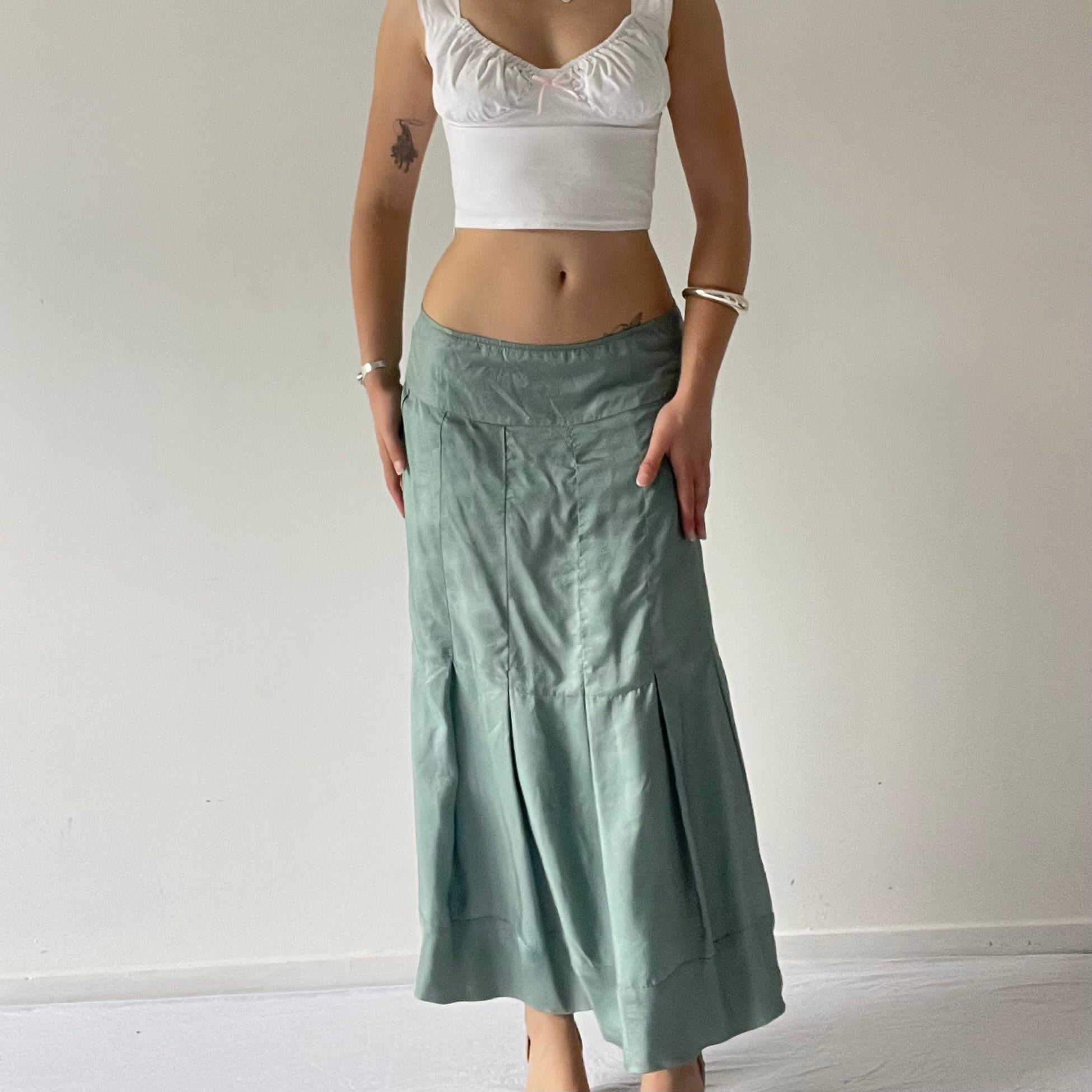 Silk Pleated Maxi Skirt | 12-14