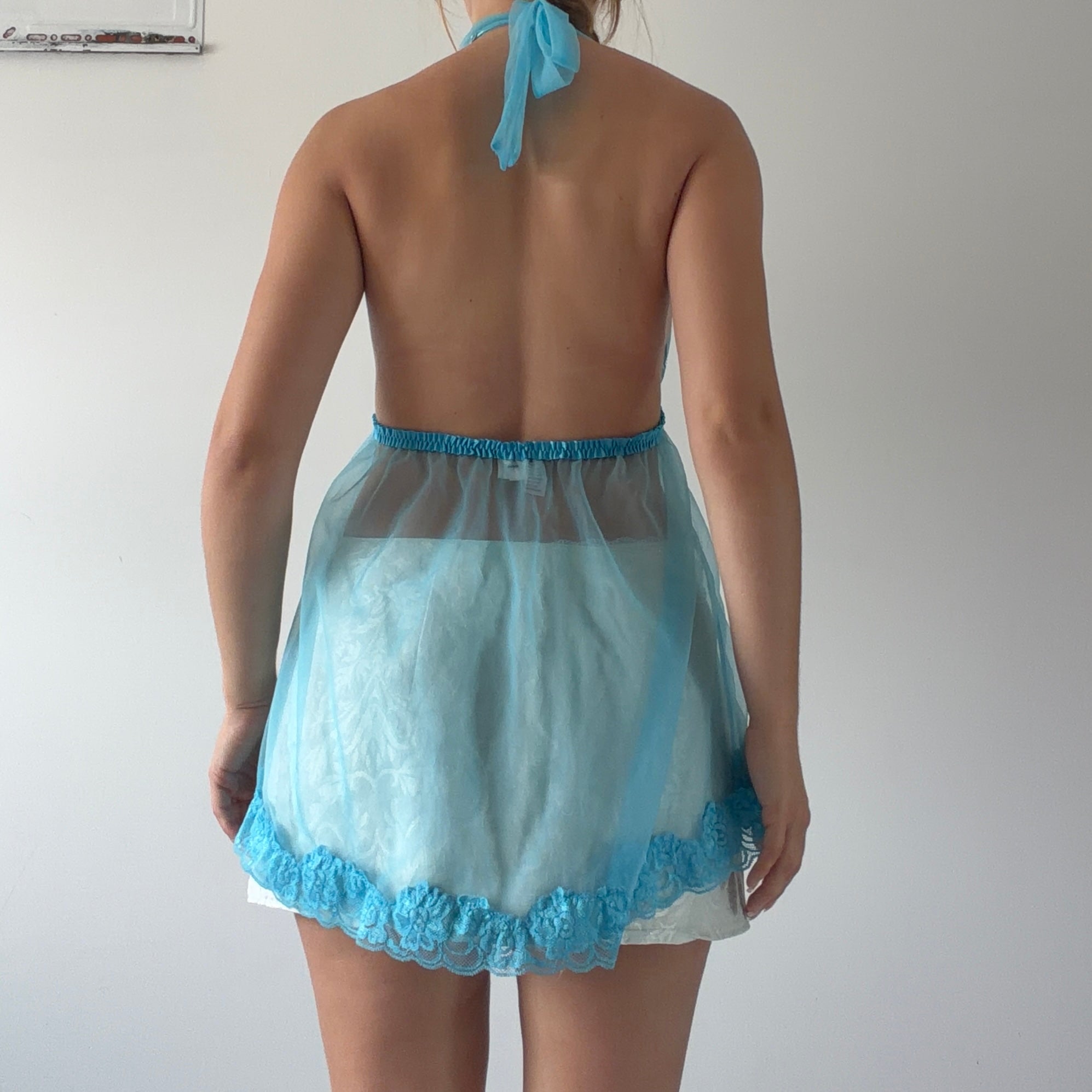 Fredericks of Hollywood Lace Halter Babydoll | 10-12