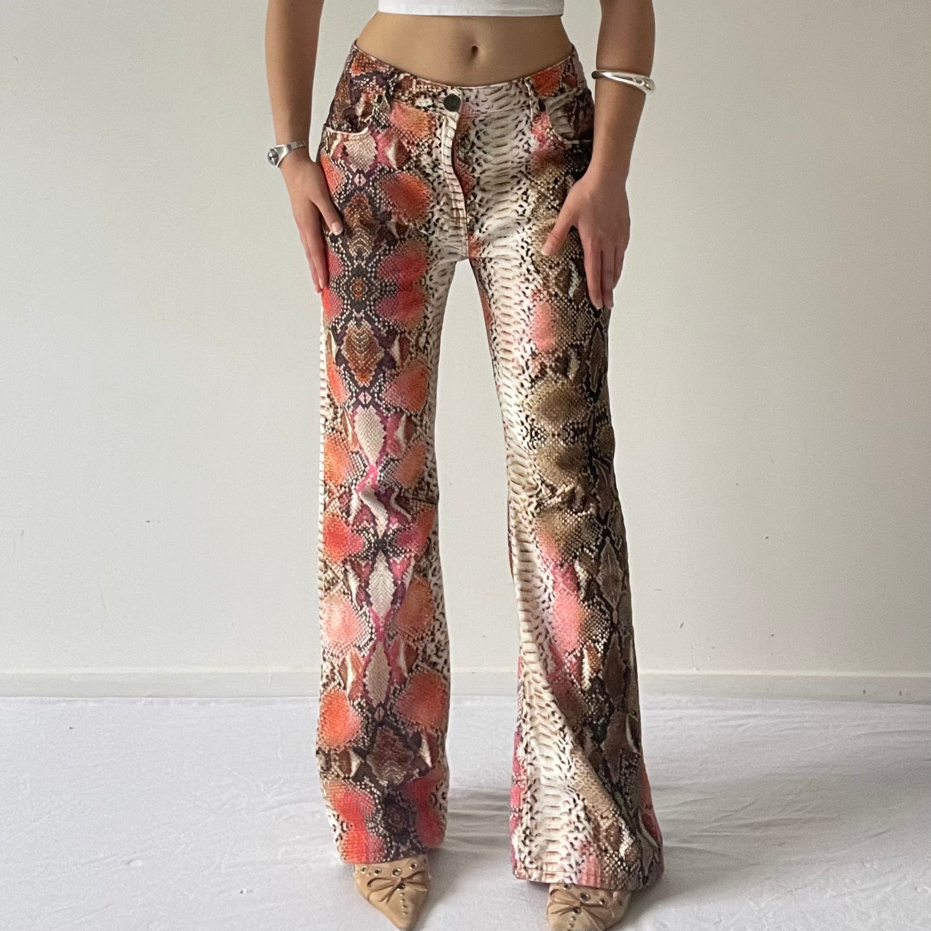 One Teaspoon Snake print Flare Pants | 10-12