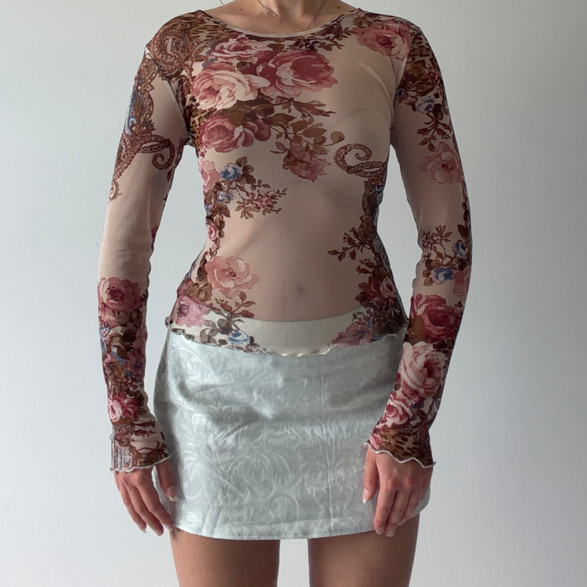 Paisley Floral Mesh Top | M