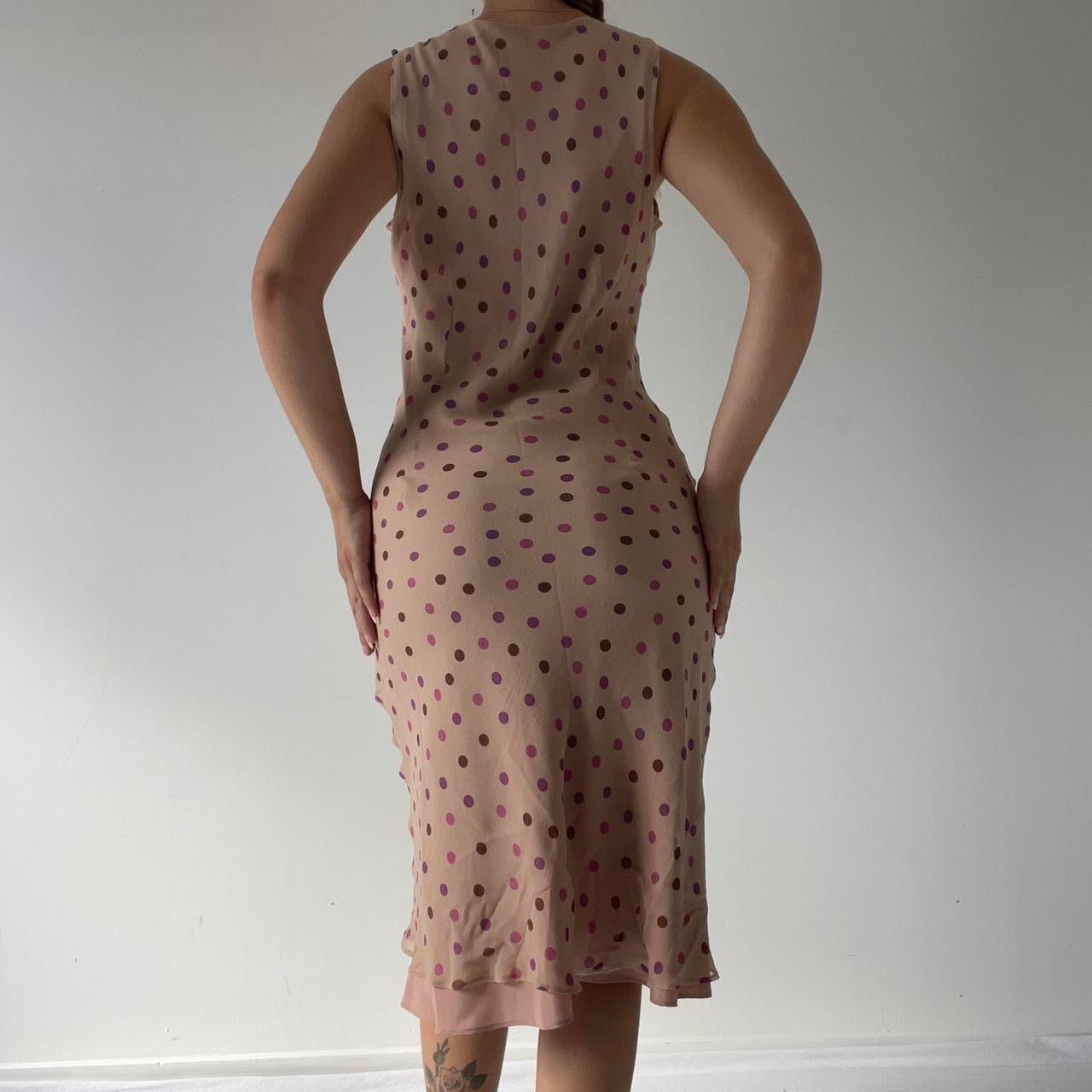 Silk Polka Dot Midi Dress | 6-8