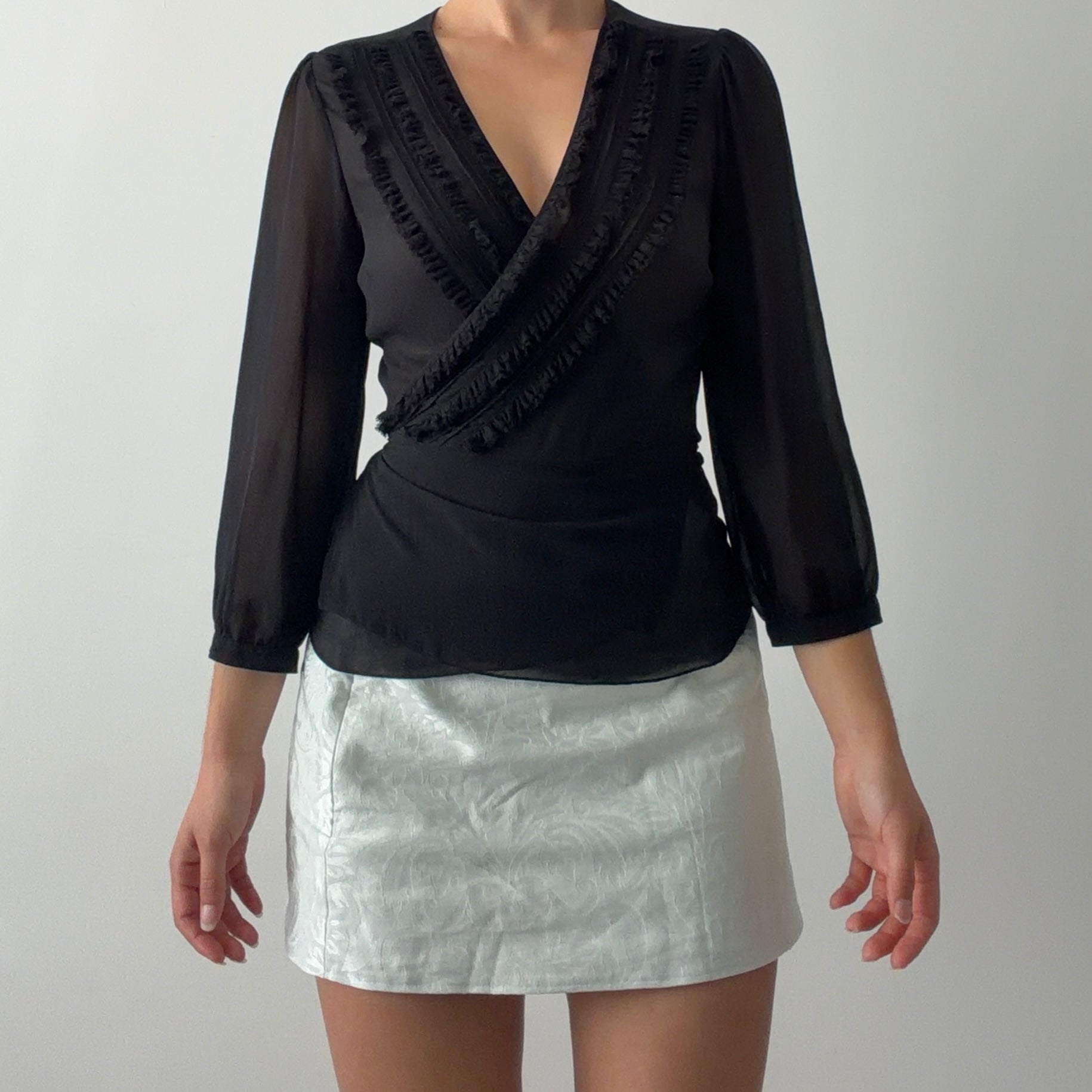 BCBG Silk Wrap Top | S