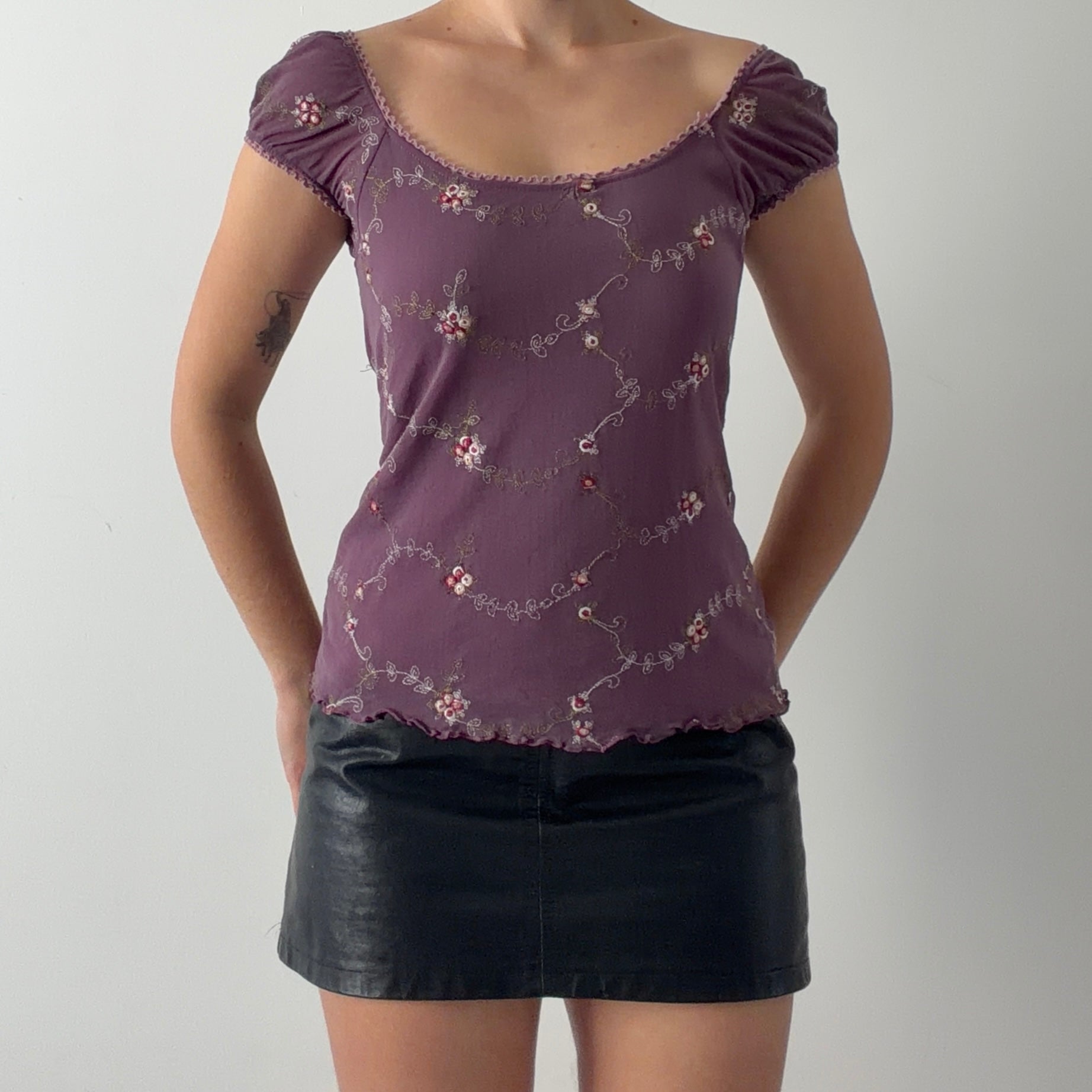 Promod Embroidered Prairie Top | 10-12