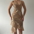 Shimmery Asymmetric Midi Dress | XS