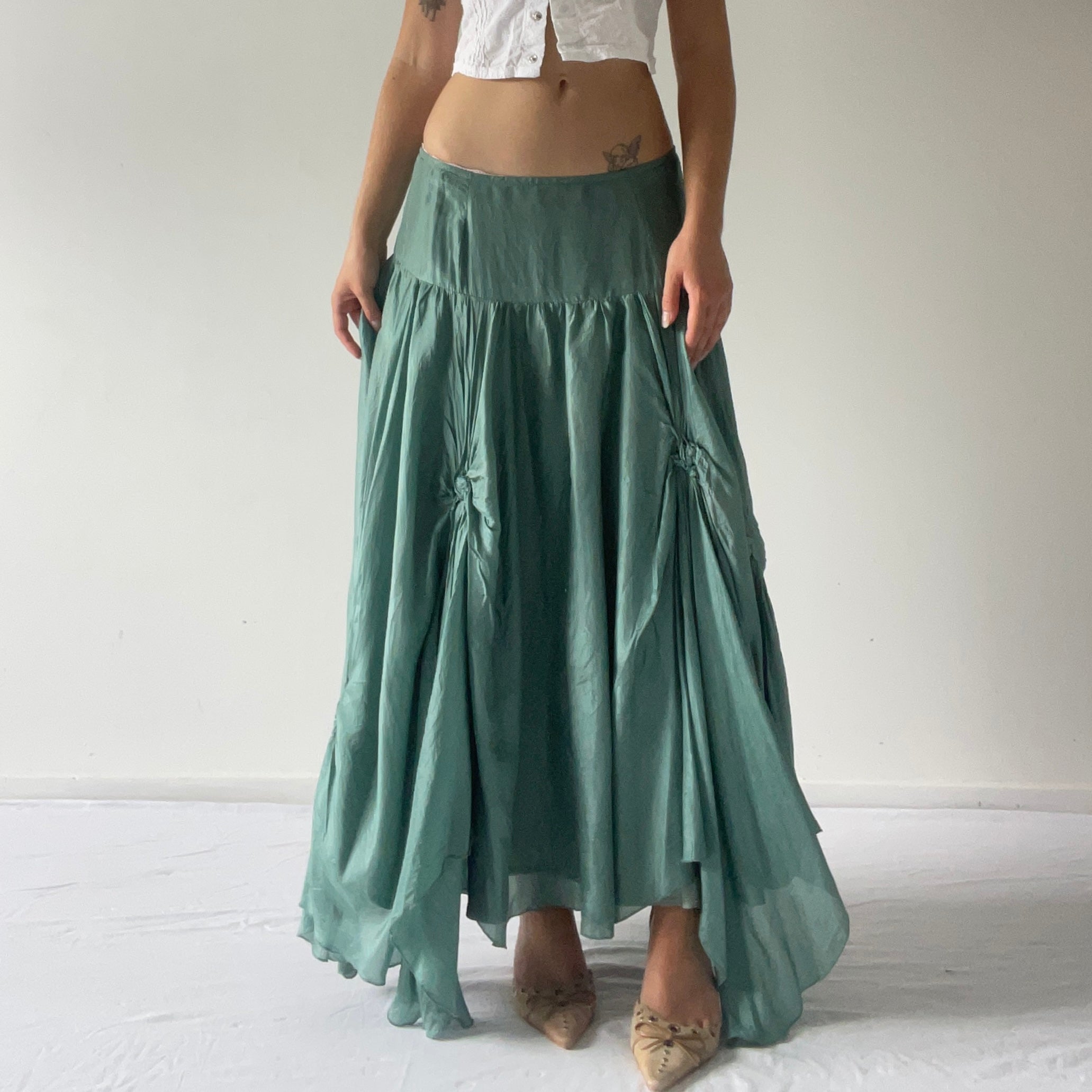 Silk Ruched Midi Skirt | 8-12