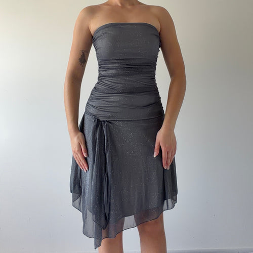 First Kiss Strapless Asymmetric Dress | S