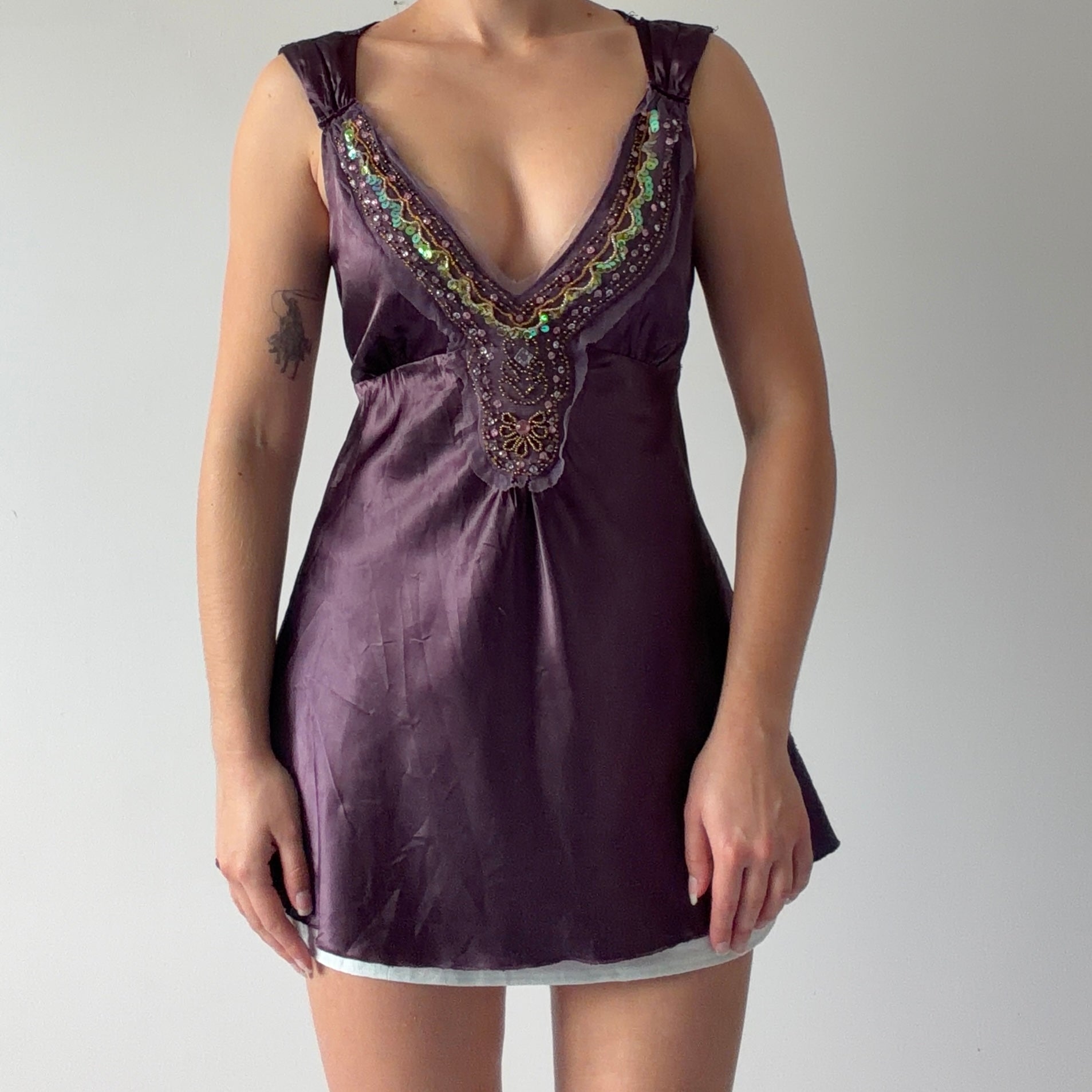 Beaded Satin Babydoll Top | 10-12