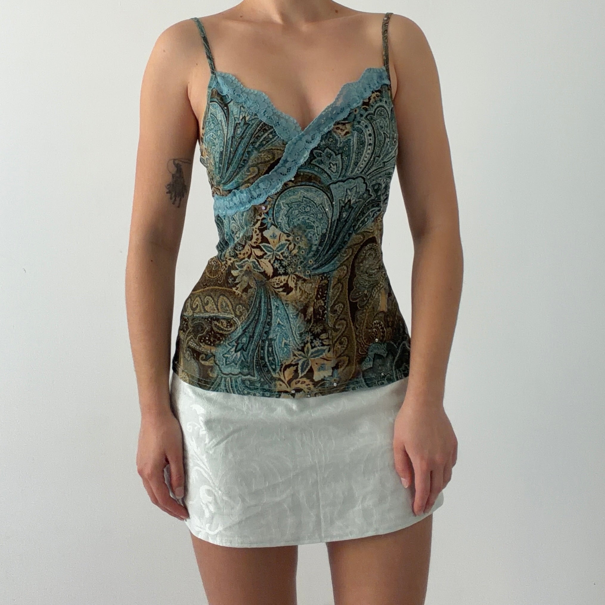 Green Coast Paisley Mesh Cami | 8-10