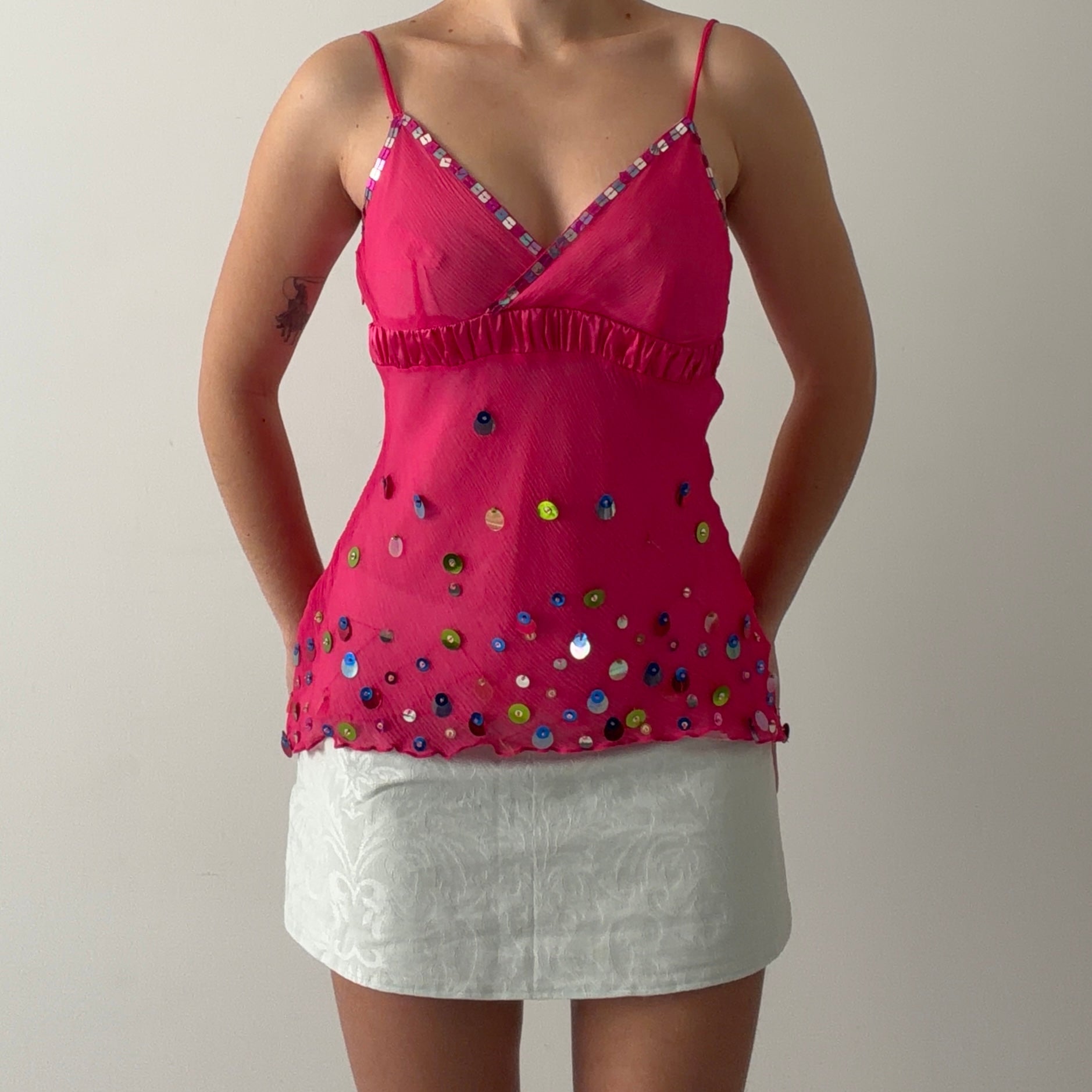 Jlo Silk Sequined Top | S