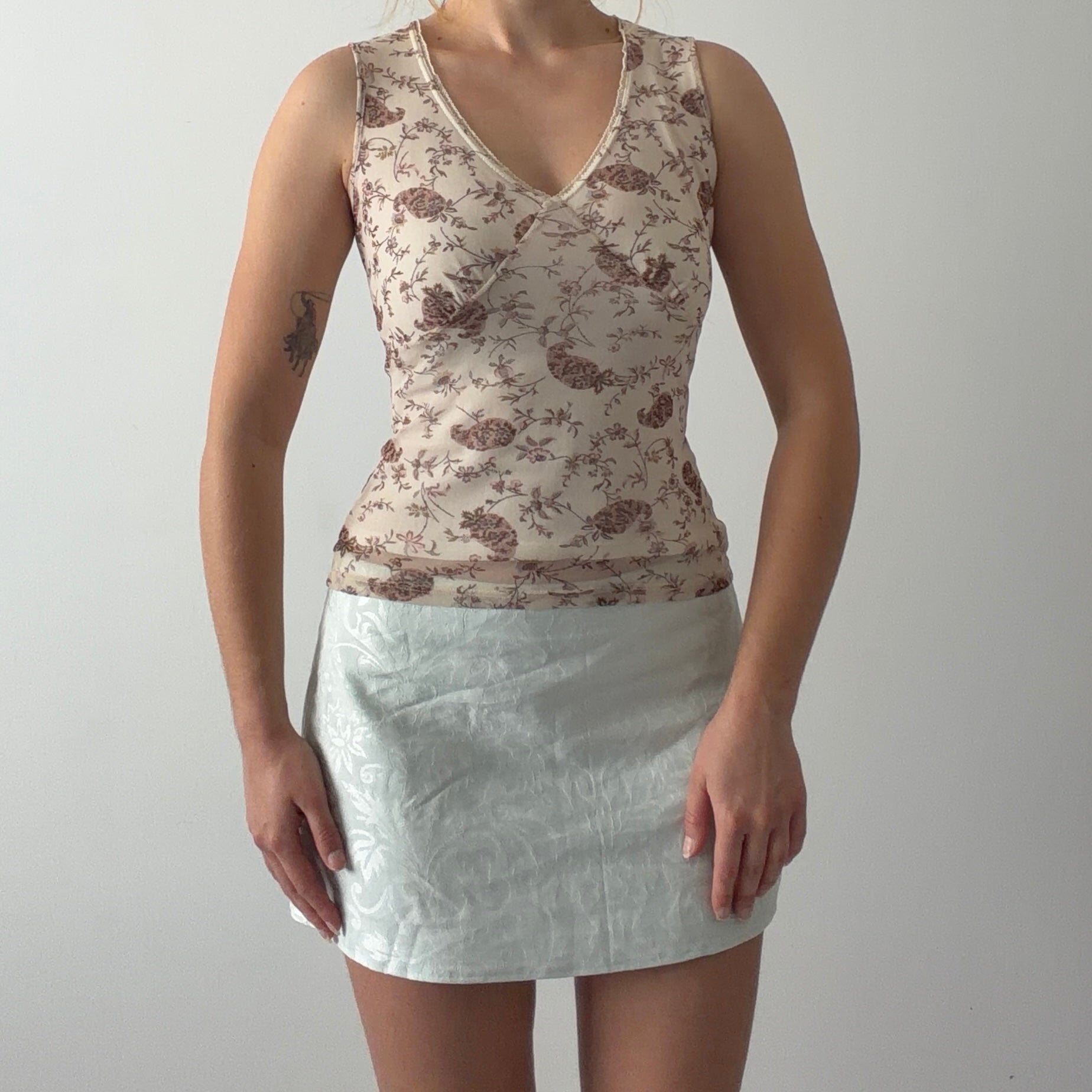 Camaieu Floral Mesh Babydoll Cami | 8-10