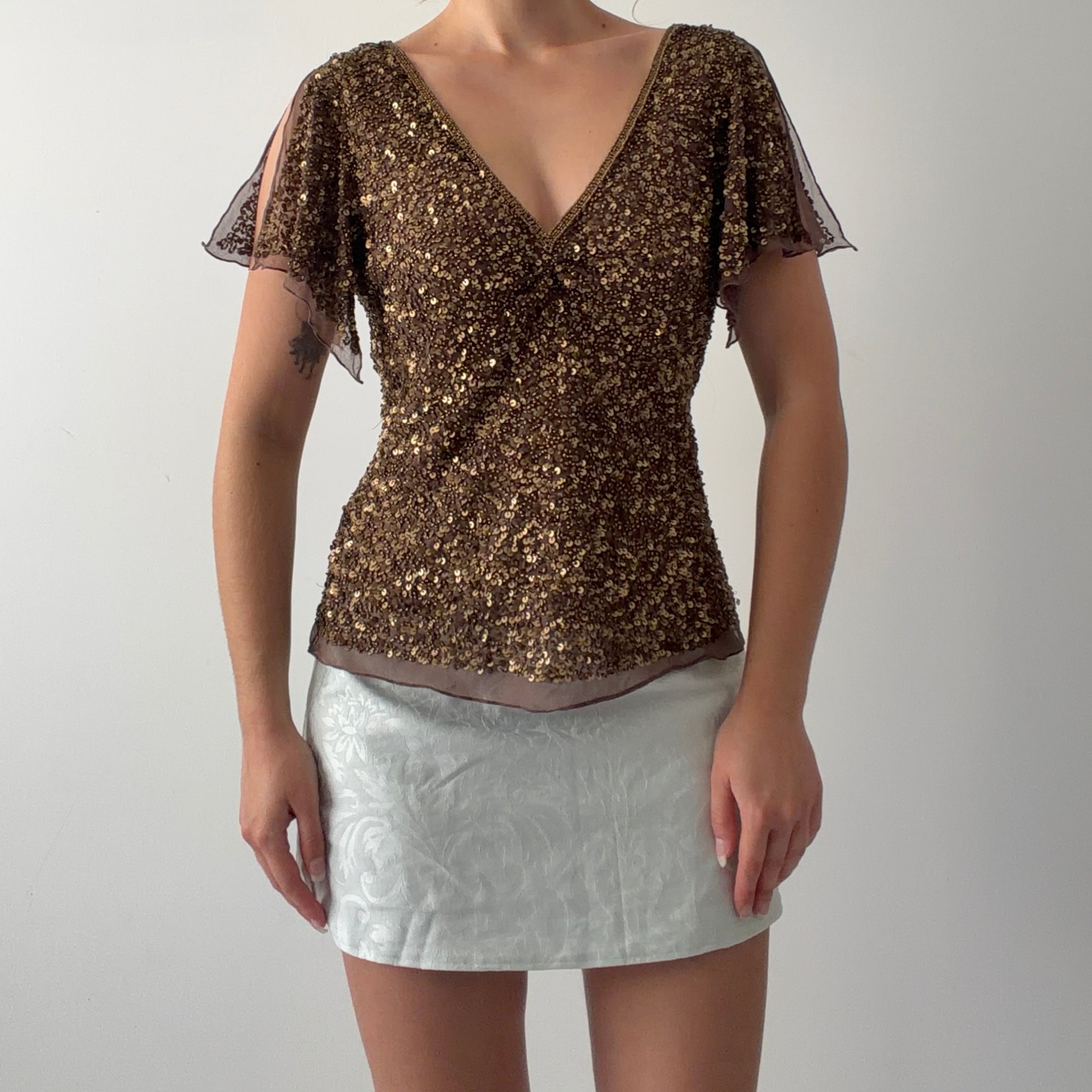 Adrianna Papell Silk Beaded Top | 8-10