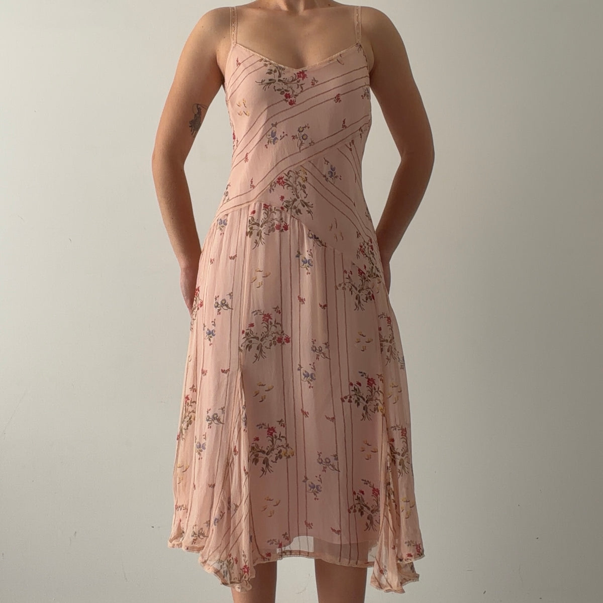 Ice Silk Floral Midi Dress | 10-12