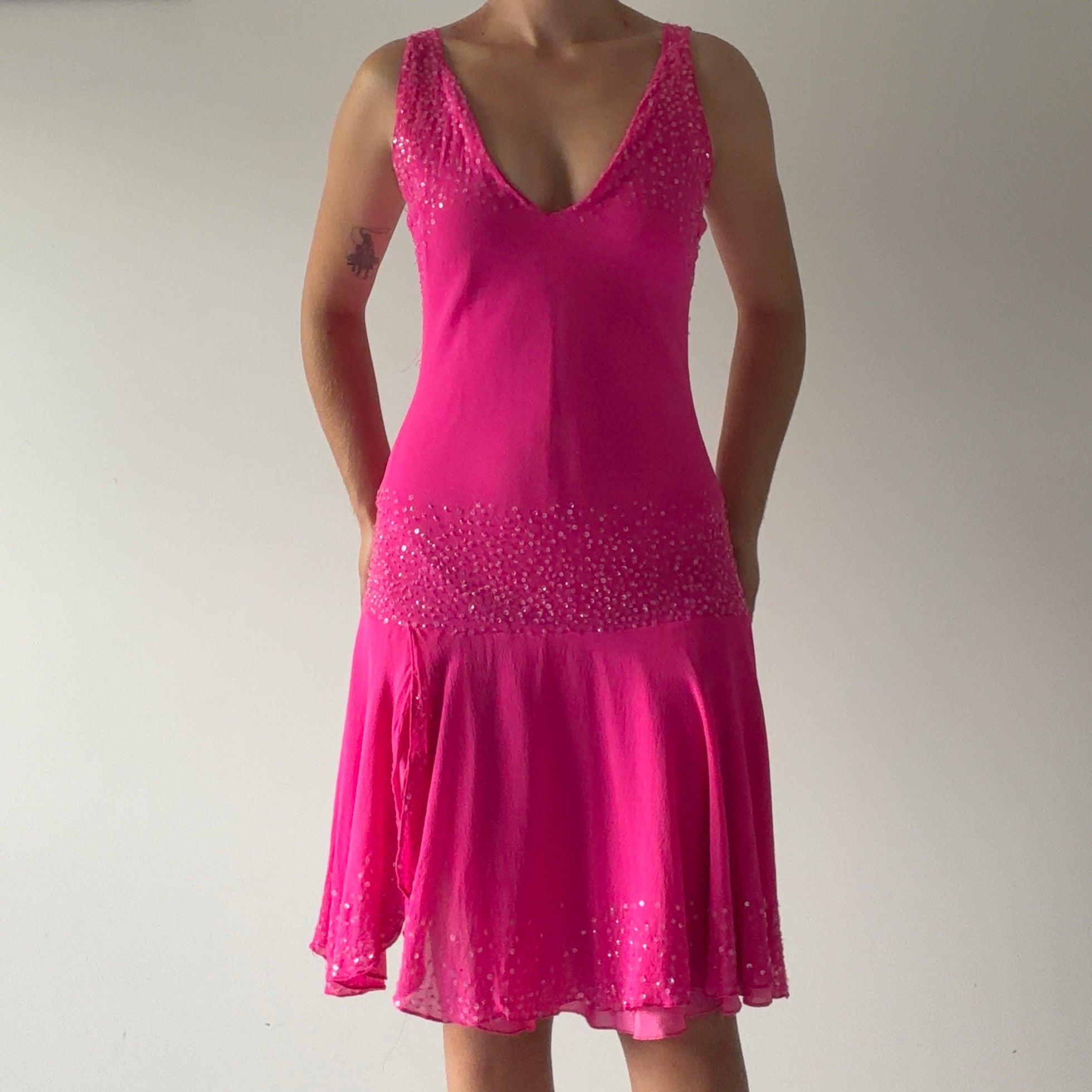 Silk Sequin Midi Dress | 8-10