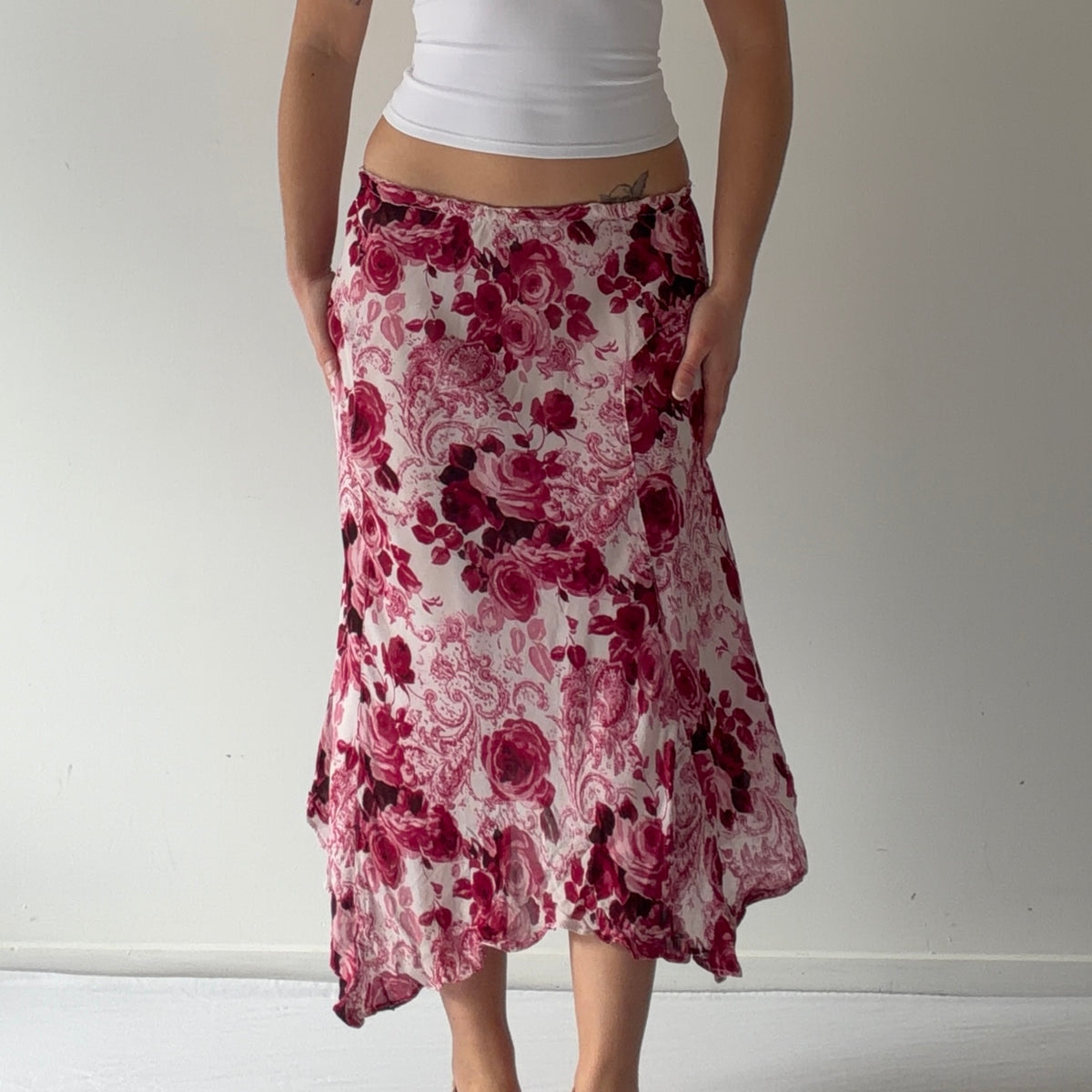 Rose Asymmetric Midi Skirt | 10-12