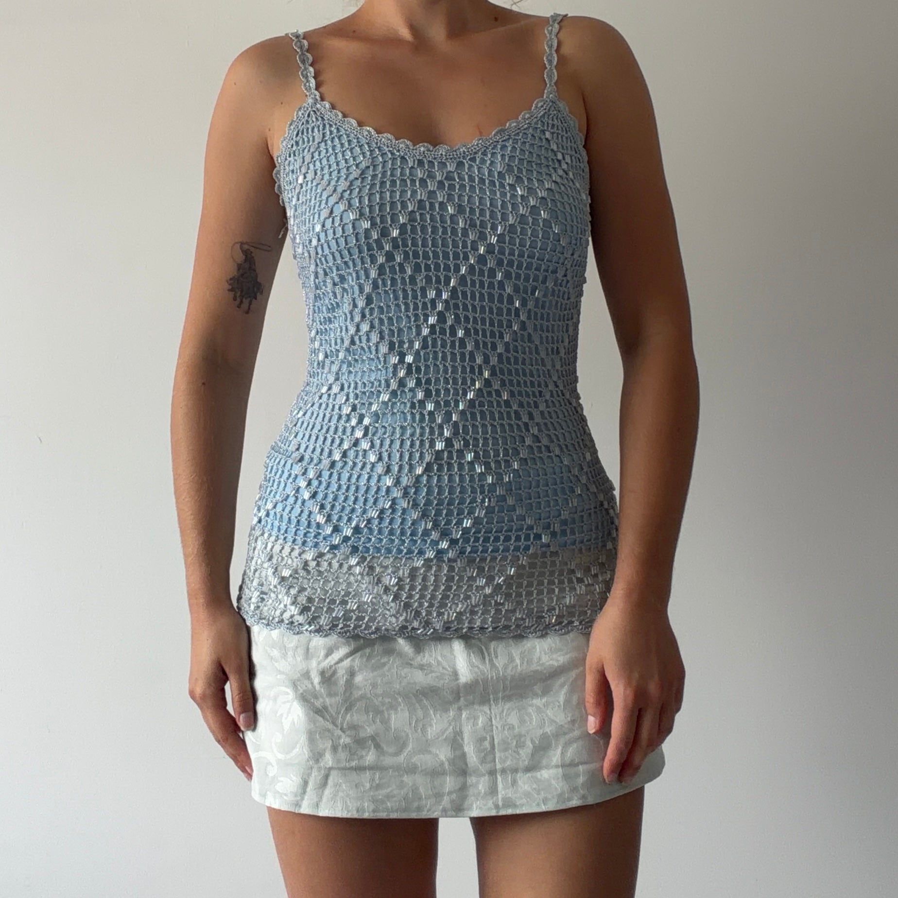 Pagani Beaded Crochet Top | M